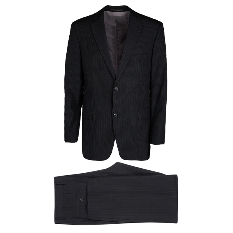 Boss by Hugo Boss Black Striped Wool Pasolini1/Movie1 Suit XL