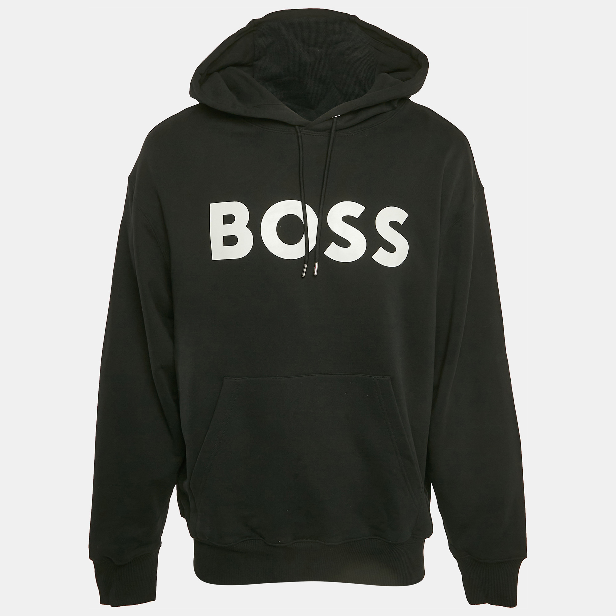 

Boss By Hugo Boss Back Logo Print Cotton Knit Hoodie M, Black