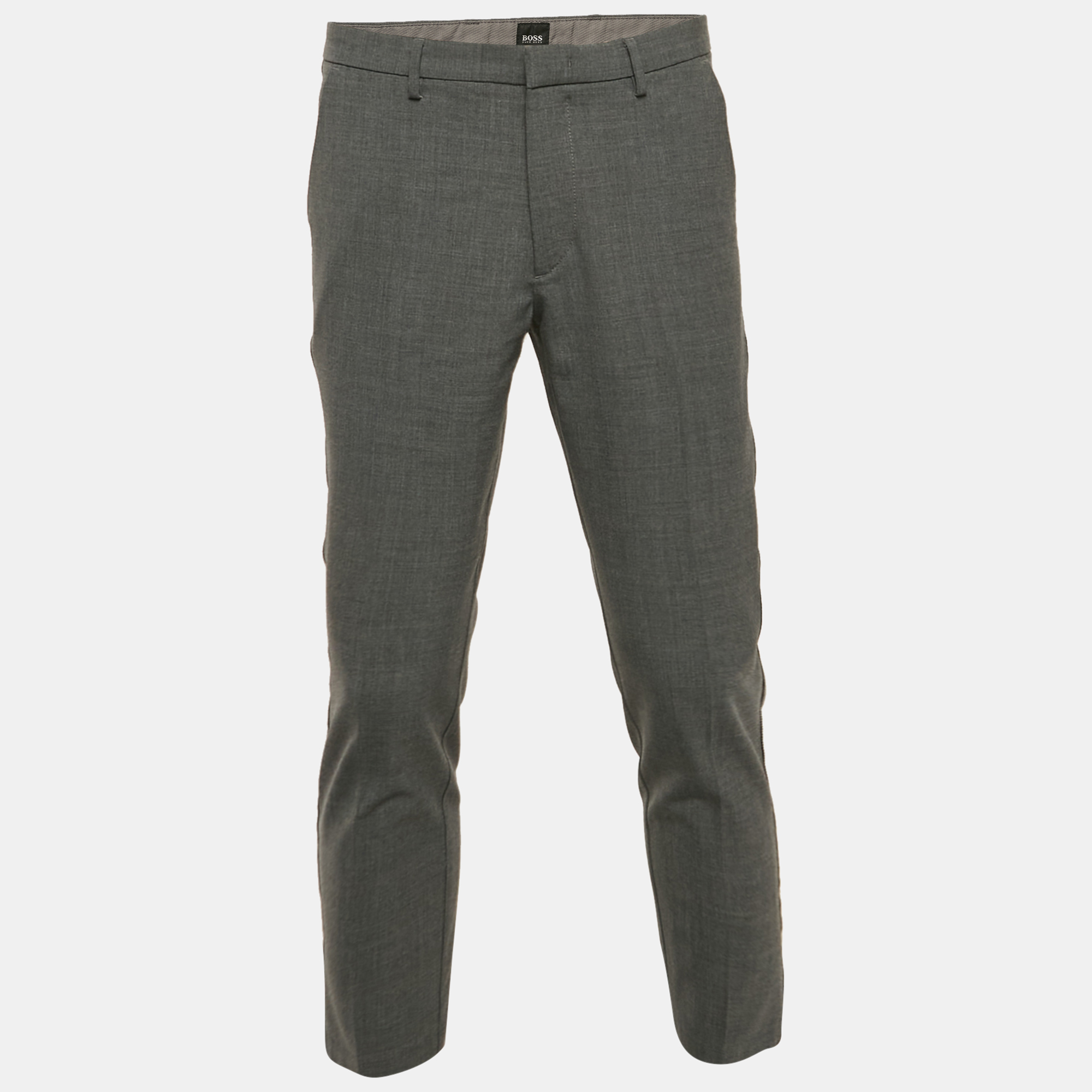 

Boss By Hugo Boss Grey Crepe Formal Trousers L