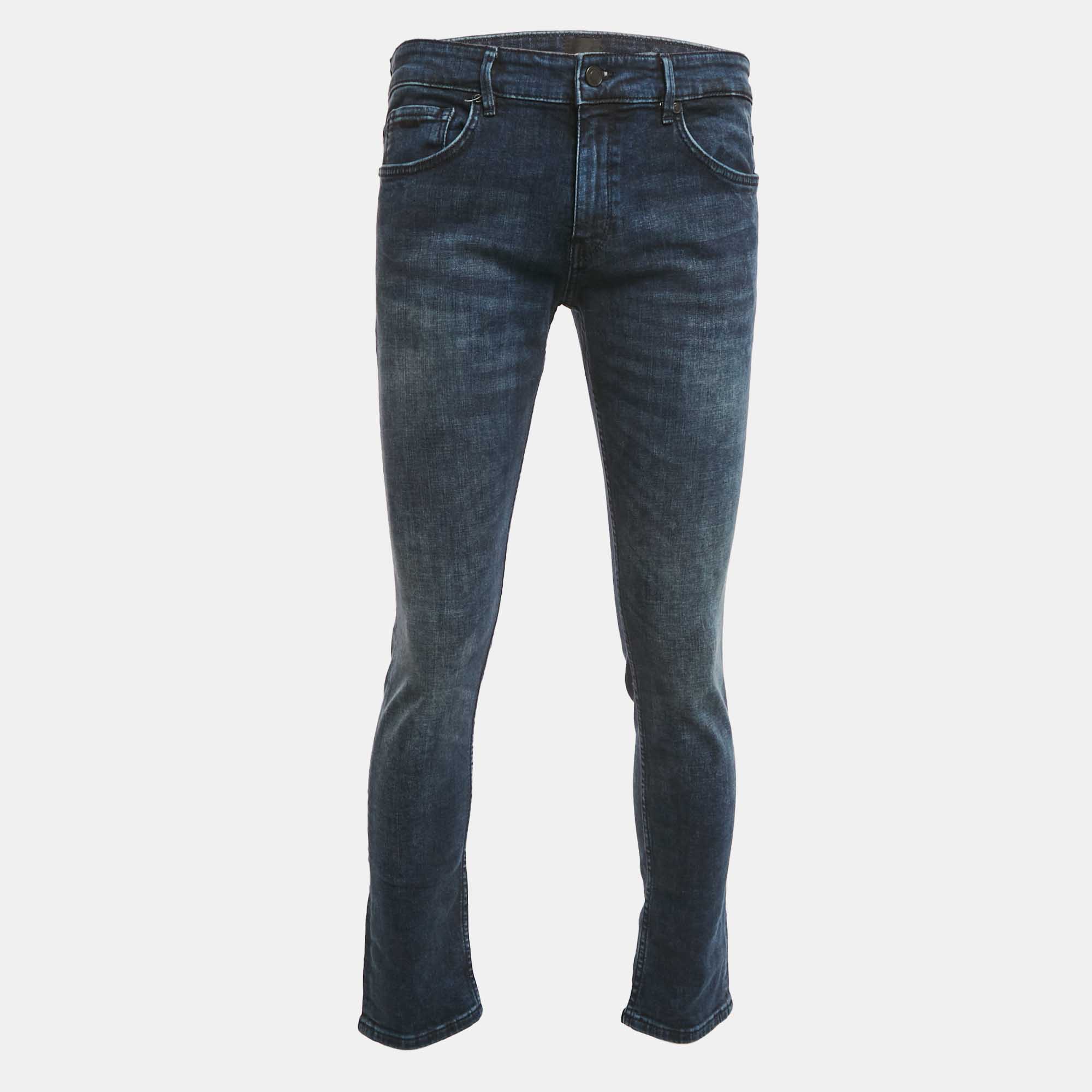 

Boss By Hugo Boss Dark Blue Washed Denim Jeans L Waist 36"