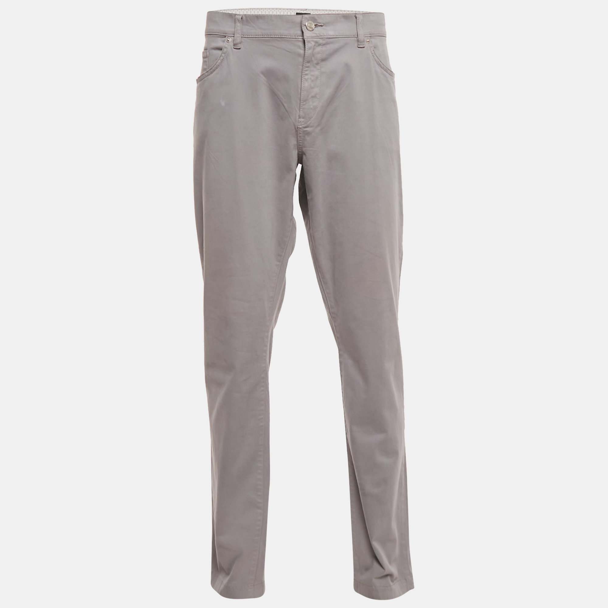 

Boss By Hugo Boss Grey Cotton Stretch Fit Trouser XXXL
