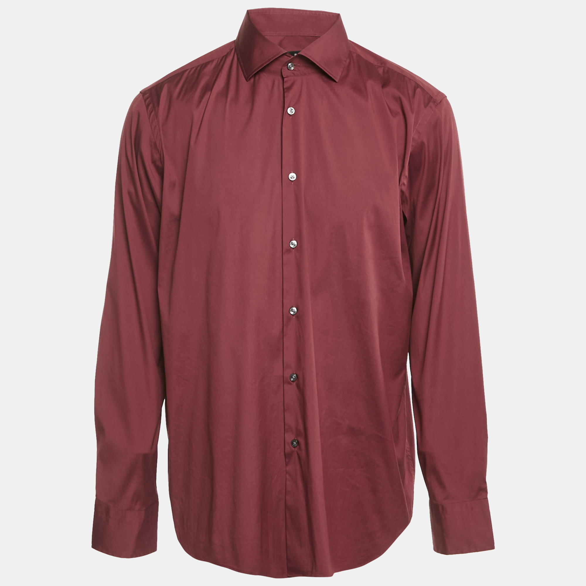 Pre-owned Boss By Hugo Boss Burgundy Cotton Regular Fit Shirt Xxxl