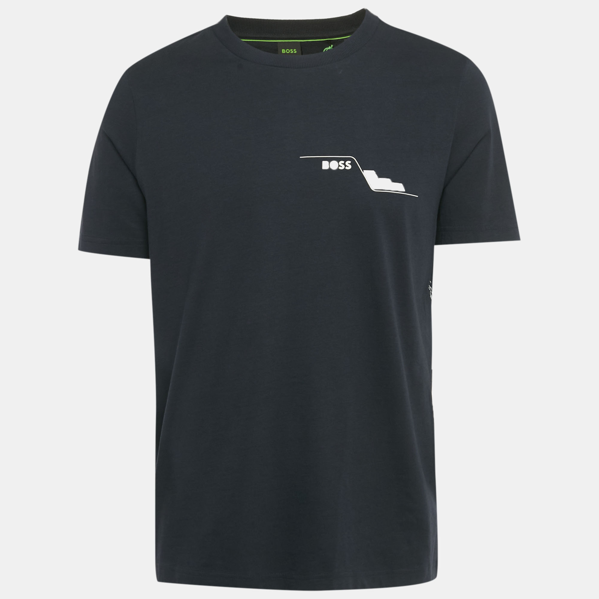 

Boss By Hugo Boss Navy Blue Printed Jersey Tee3 T-Shirt M