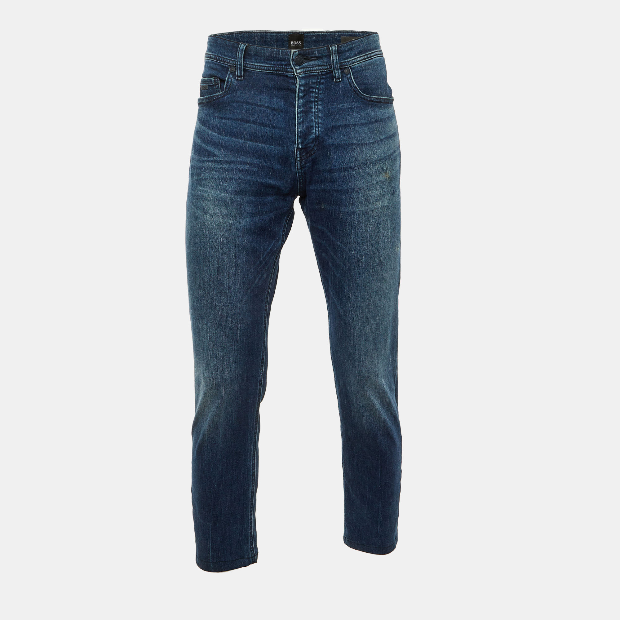 Pre-owned Boss By Hugo Boss Blue Denim 040 Taber Tapered Fit Jeans L/waist 36"