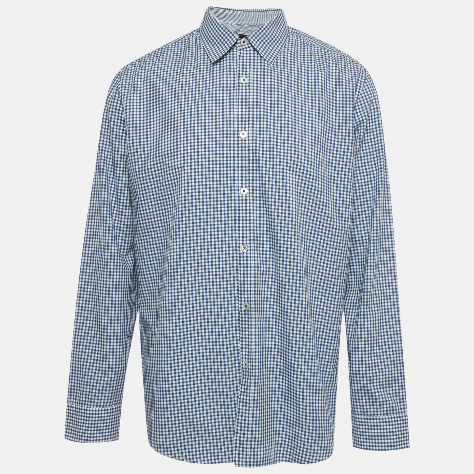 

Boss By Hugo Boss Blue/White Checkered Cotton Obert Regular Fit Shirt XL