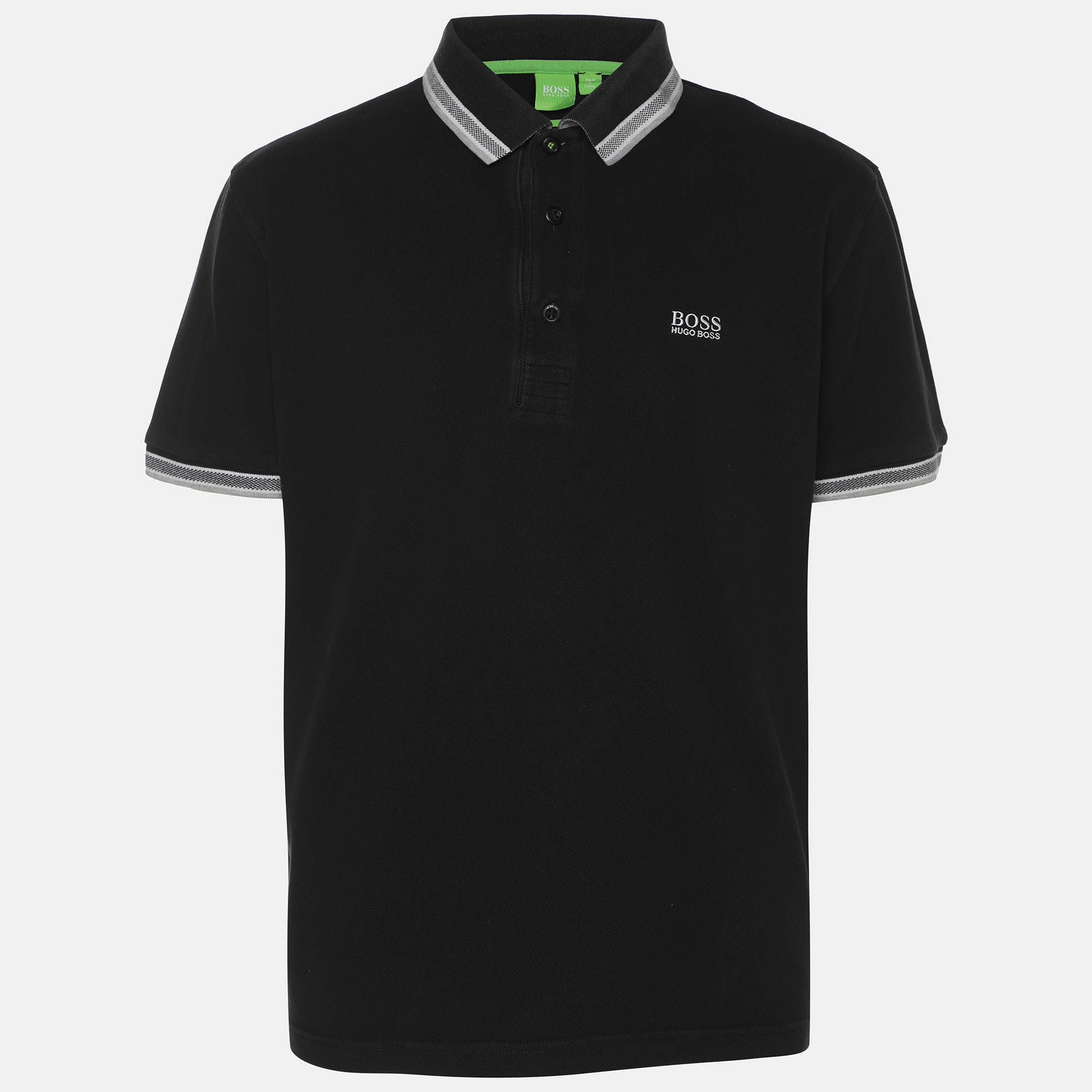 

Boss By Hugo Boss Black Pique Cotton Paul Curved Polo T-Shirt L