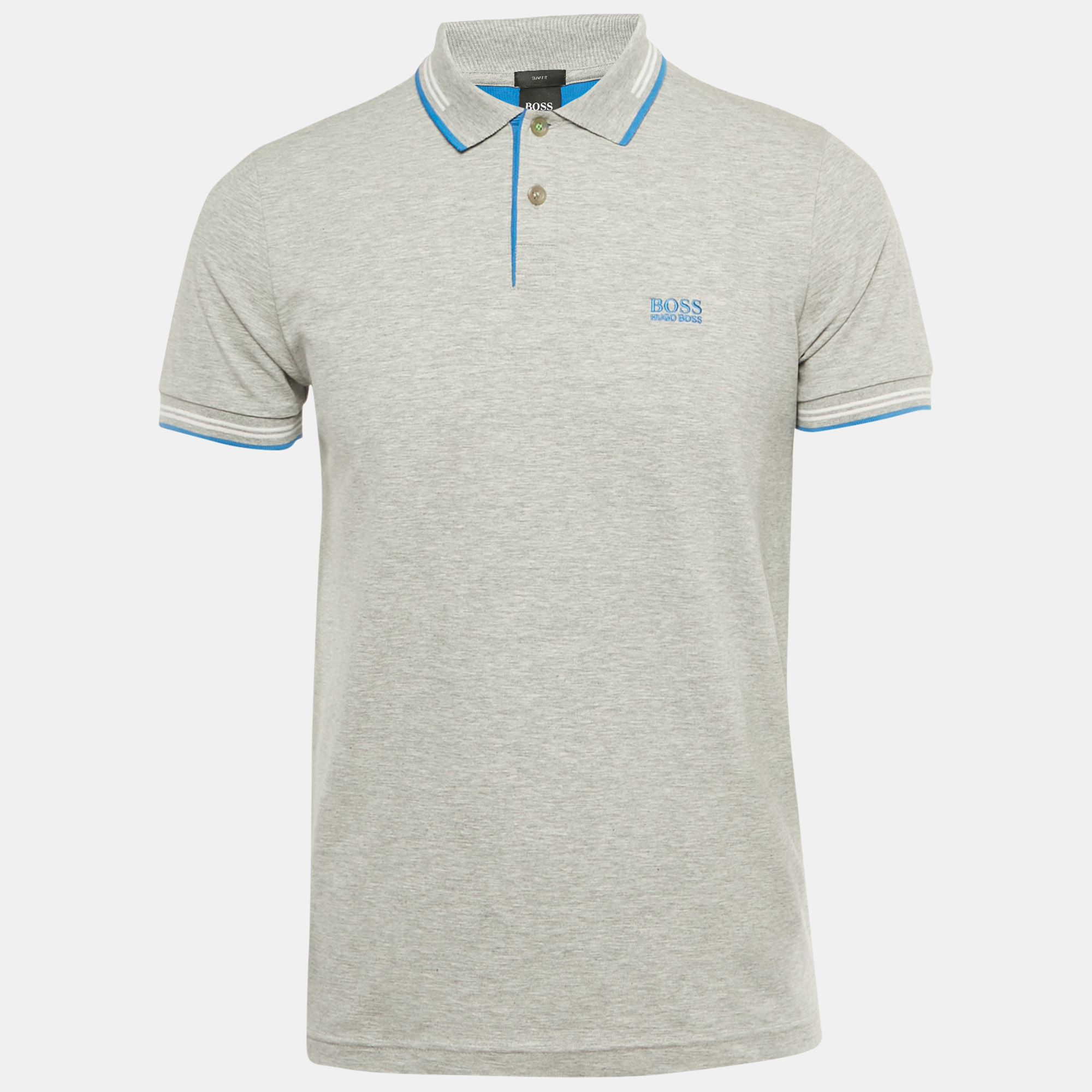Pre-owned Boss By Hugo Boss Grey Cotton Slim Fit Paul Polo T- Shirt M In Gray
