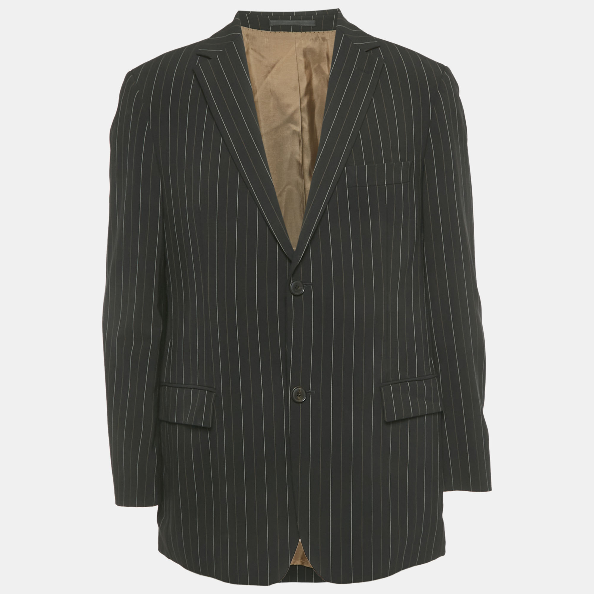 

Boss By Hugo Boss Black Striped Wool Single Breasted Blazer L