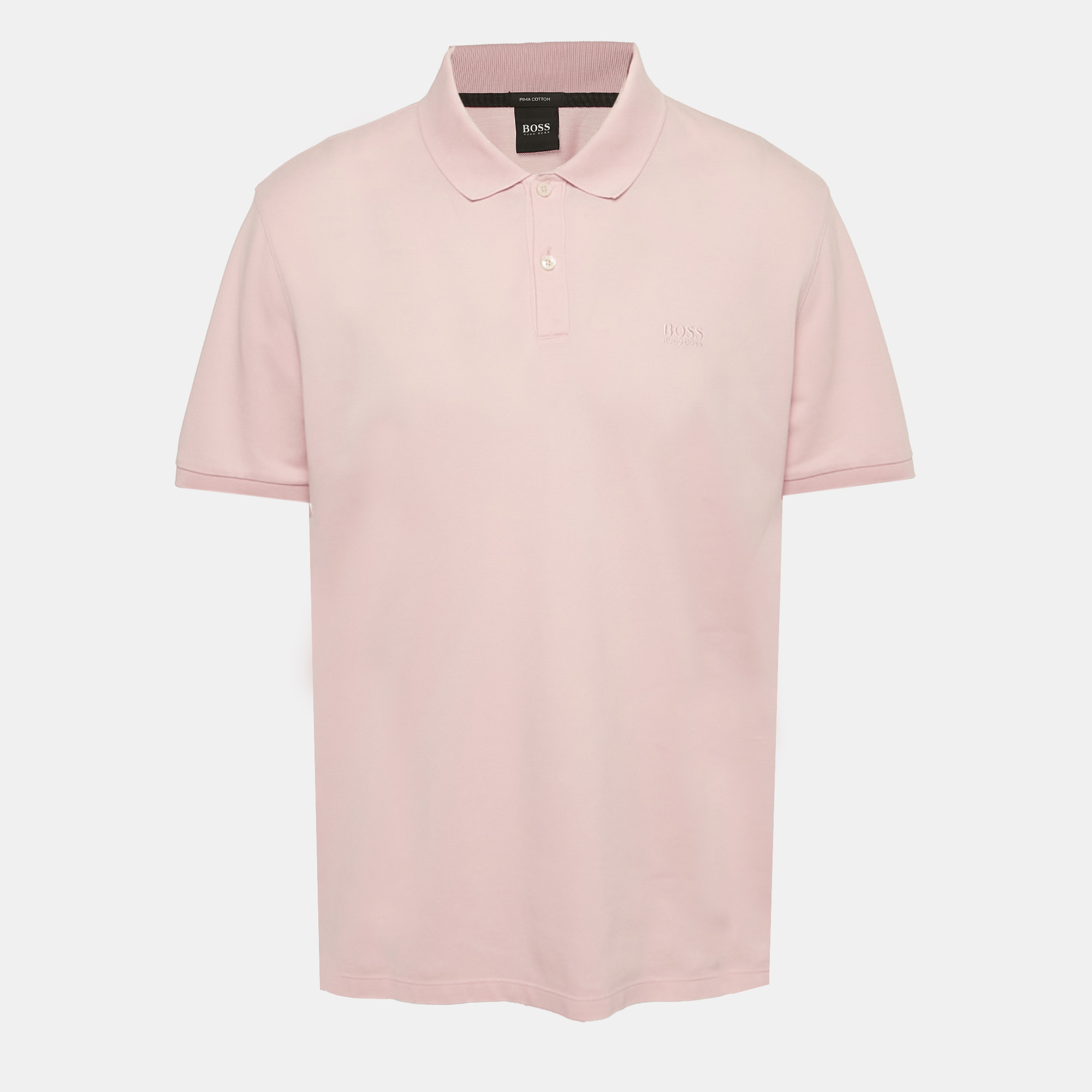 Pre-owned Boss By Hugo Boss Pink Logo Embroidered Pique Pallas Polo T-shirt Xxl
