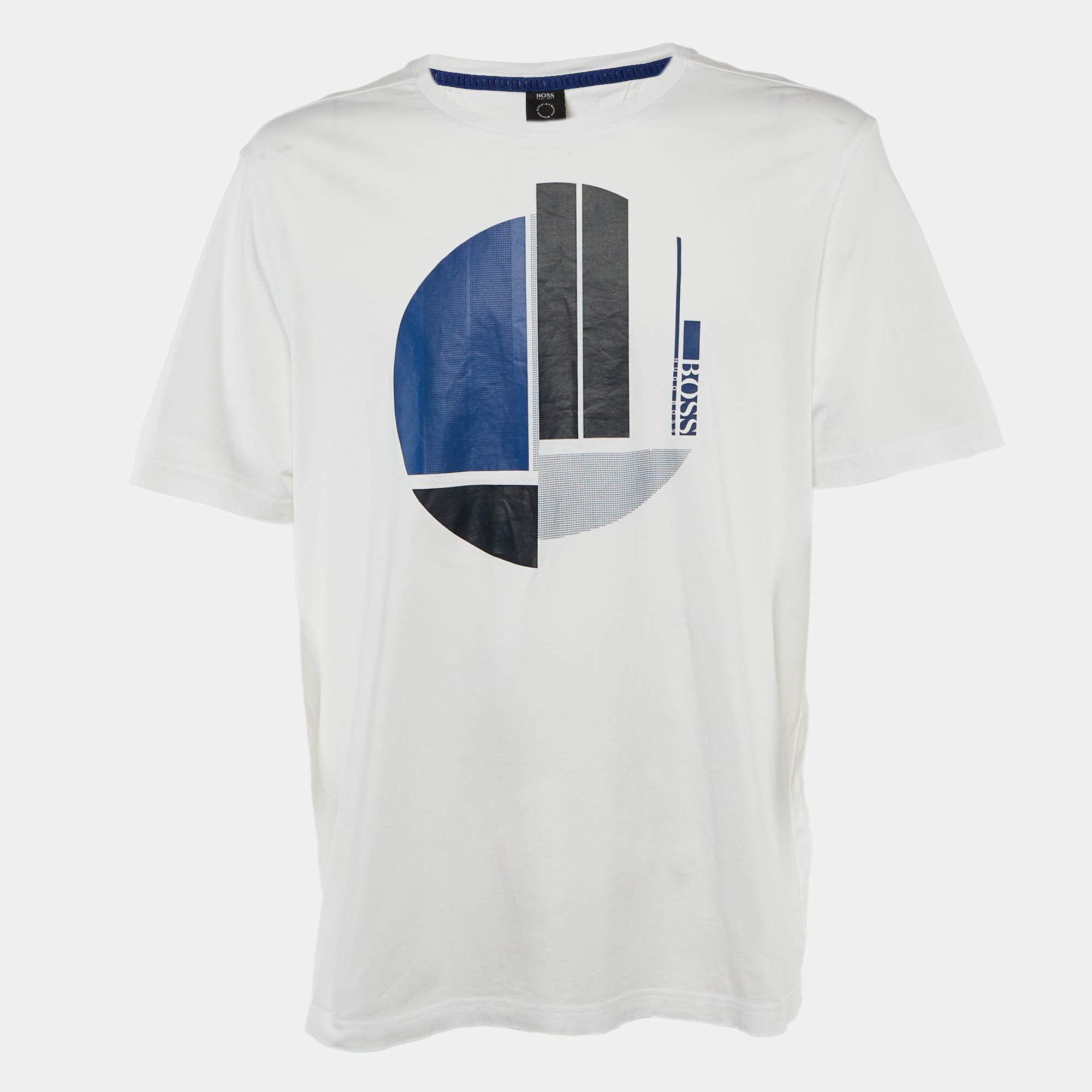 Pre-owned Boss By Hugo Boss White Printed Cotton Tee 1 T-shirt Xxxl