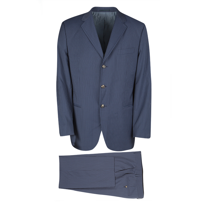 Boss By Hugo Boss Blue Striped Wool The Who/Sharp Suit XXL