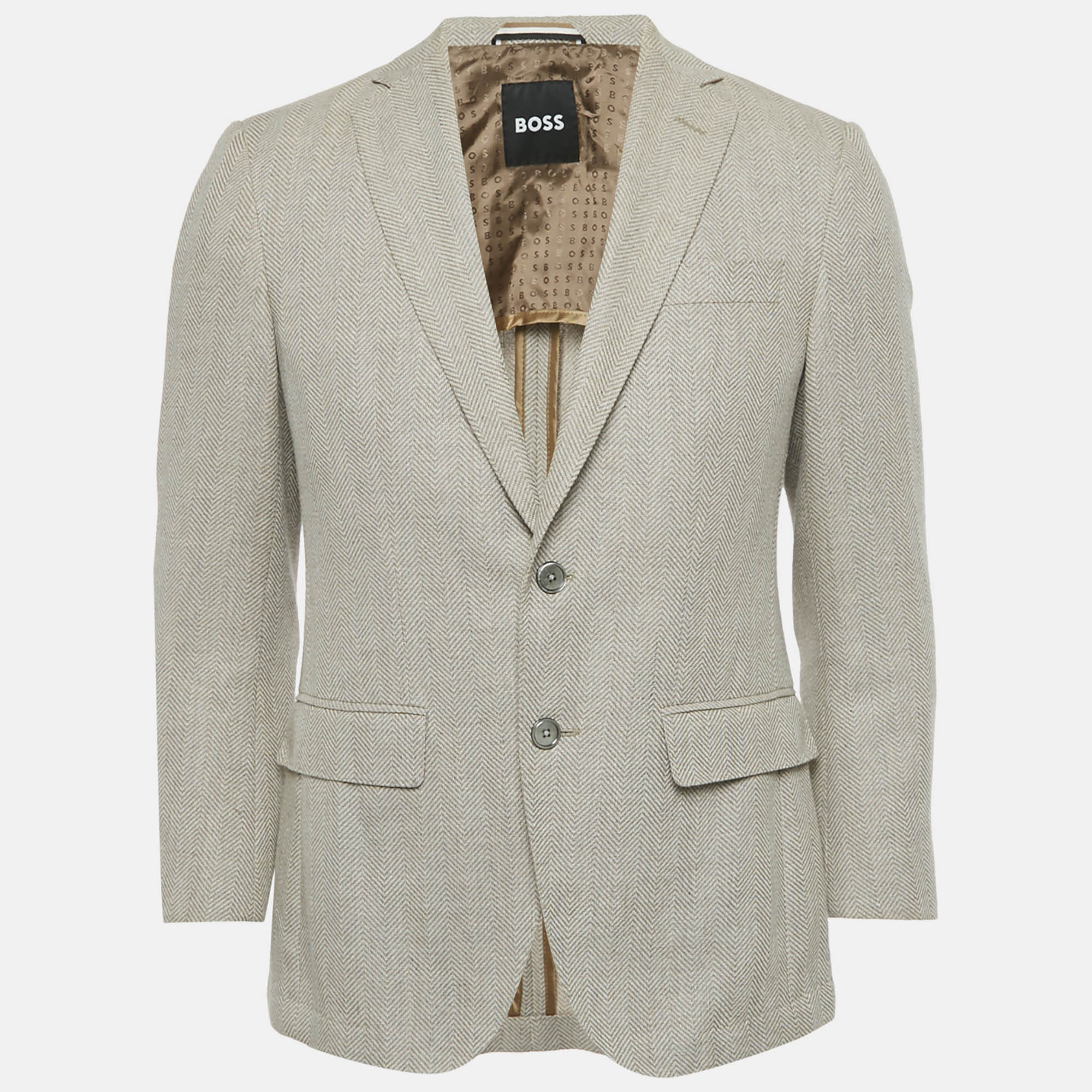 

Boss By Hugo Boss Brown Herringbone Hutson Elbow Patch Blazer S