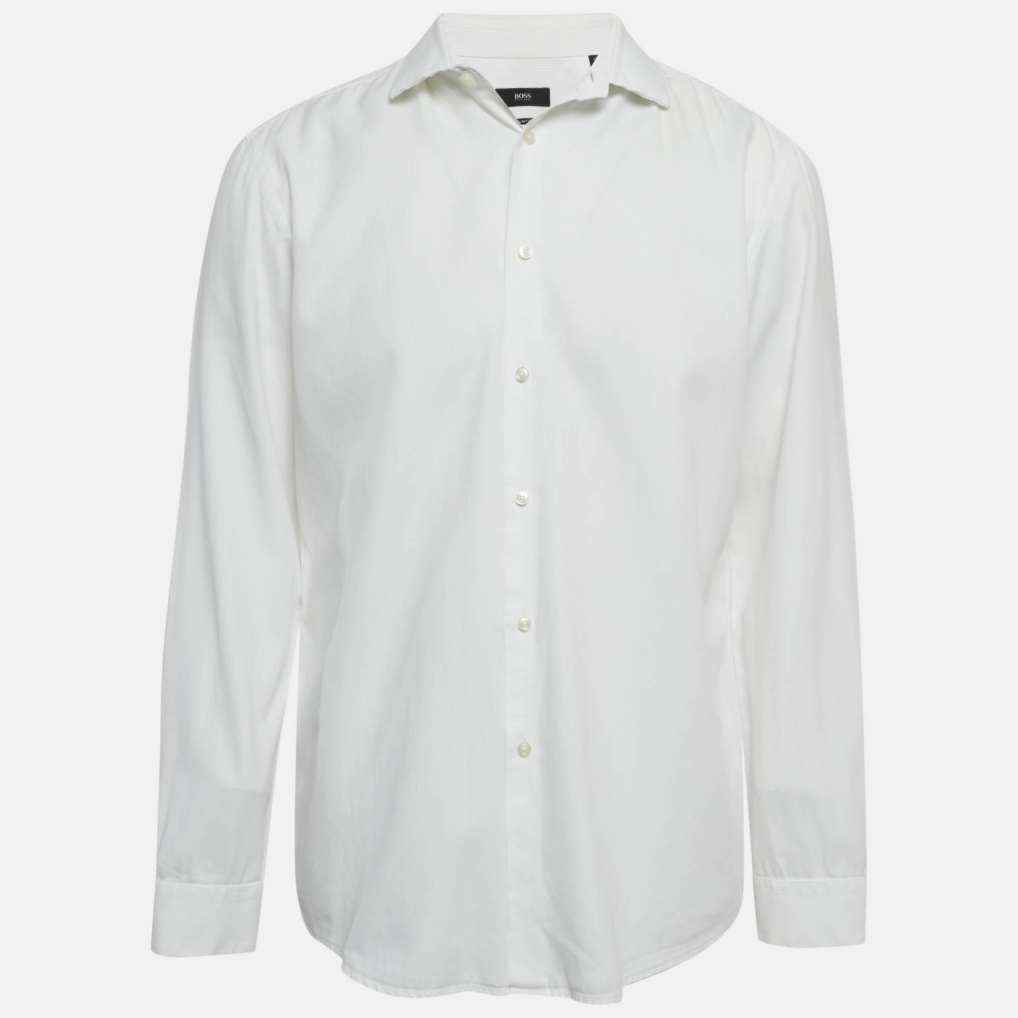 Pre-owned Boss By Hugo Boss White Cotton Iseo Slim Fit Shirt Xxl