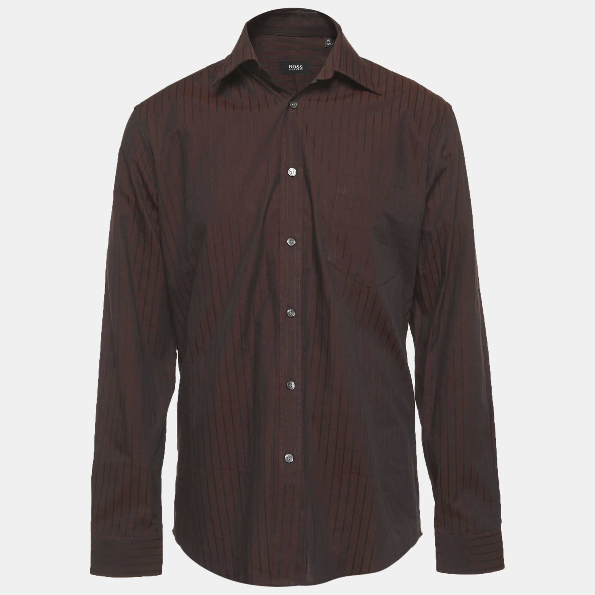 

Boss By Hugo Boss Brown Striped Long Sleeve Shirt L
