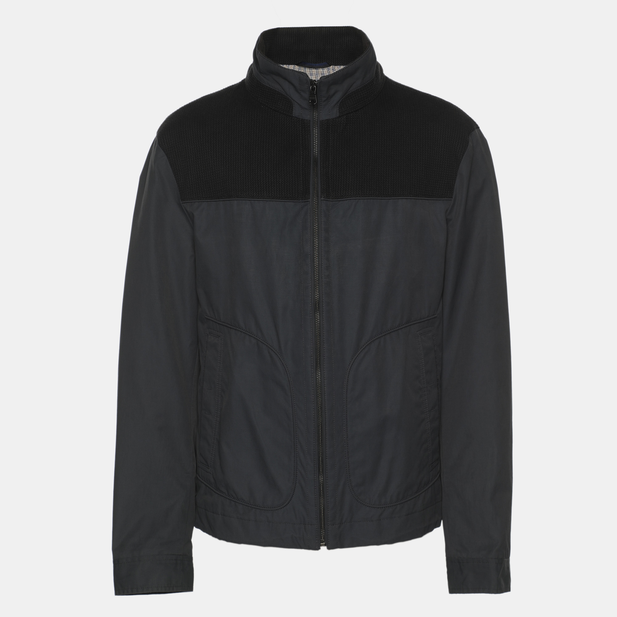 

Boss By Hugo Boss Navy Blue Gabardine and Rib Knit Jacket XXL