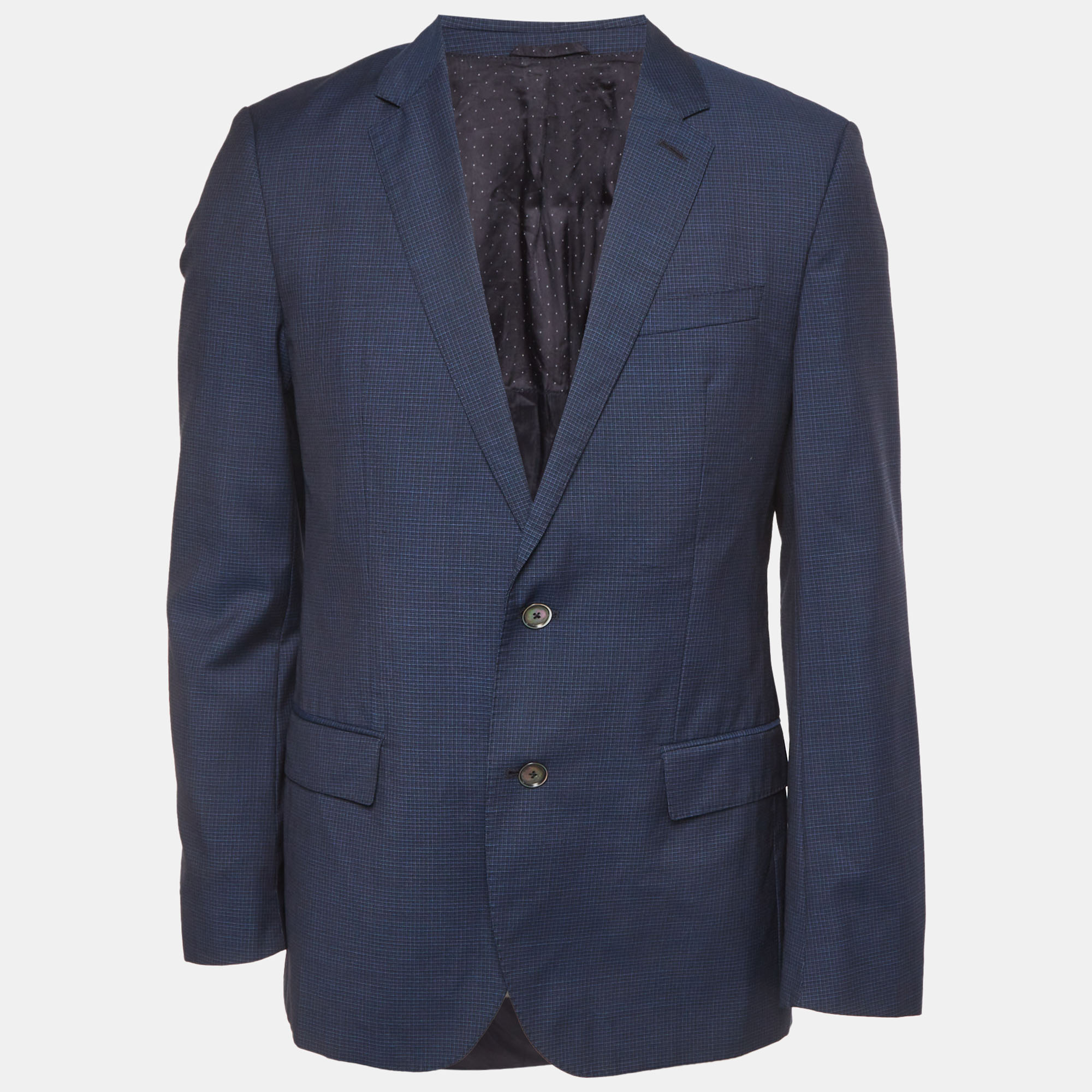 

Boss By Hugo Boss Blue Patterned Wool Hutson Blazer L
