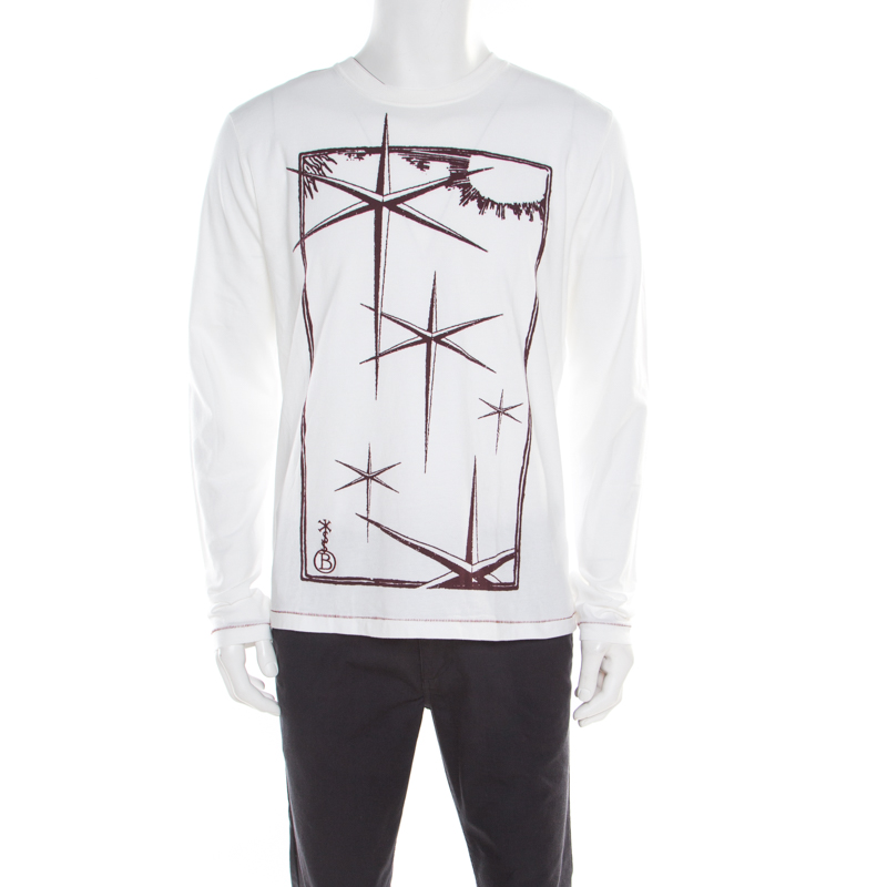 Pre Owned تي شيرت بوس باي هوغو بوس بأكمام طويلة نقوش بيج XL