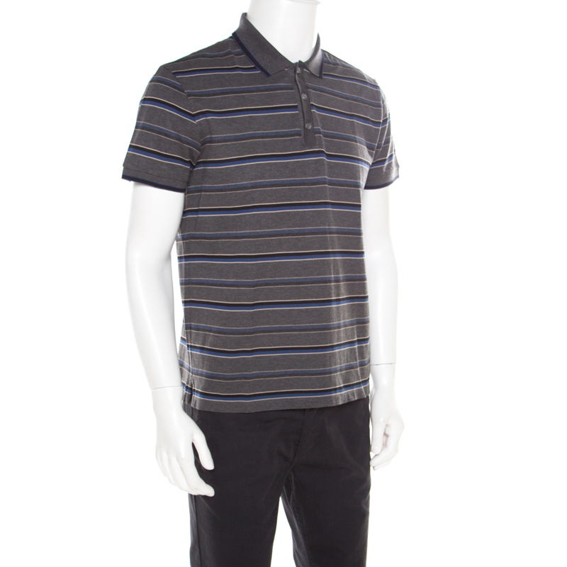 

Boss by Hugo Boss Grey and Blue Striped Regular Fit Janis Polo T-Shirt