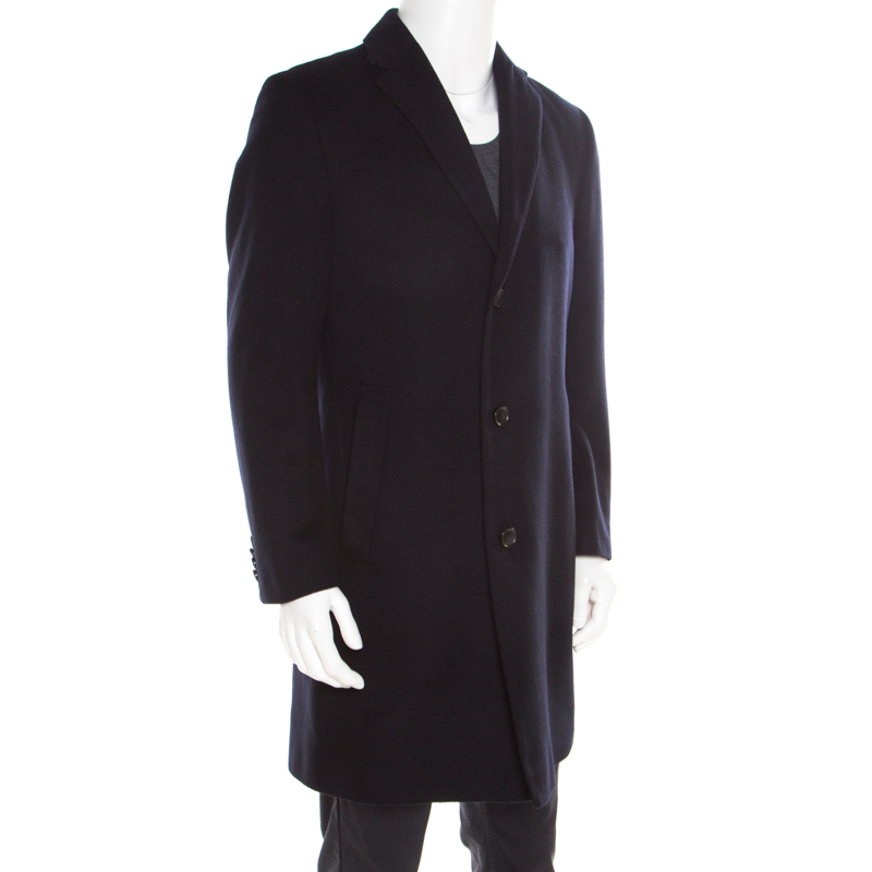 

Boss by Hugo Boss Navy Blue Felted Wool and Cashmere Stratus Overcoat