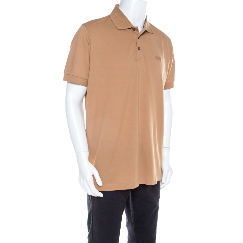 

Boss By Hugo Boss Camel Brown Cotton Pique Short Sleeve Polo T Shirt