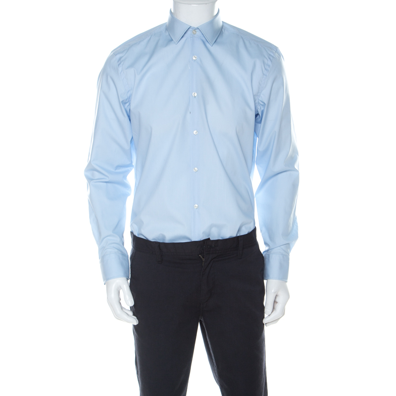 Boss By Hugo Boss Sky Blue Cotton Poplin Jason Slim Fit Shirt XL