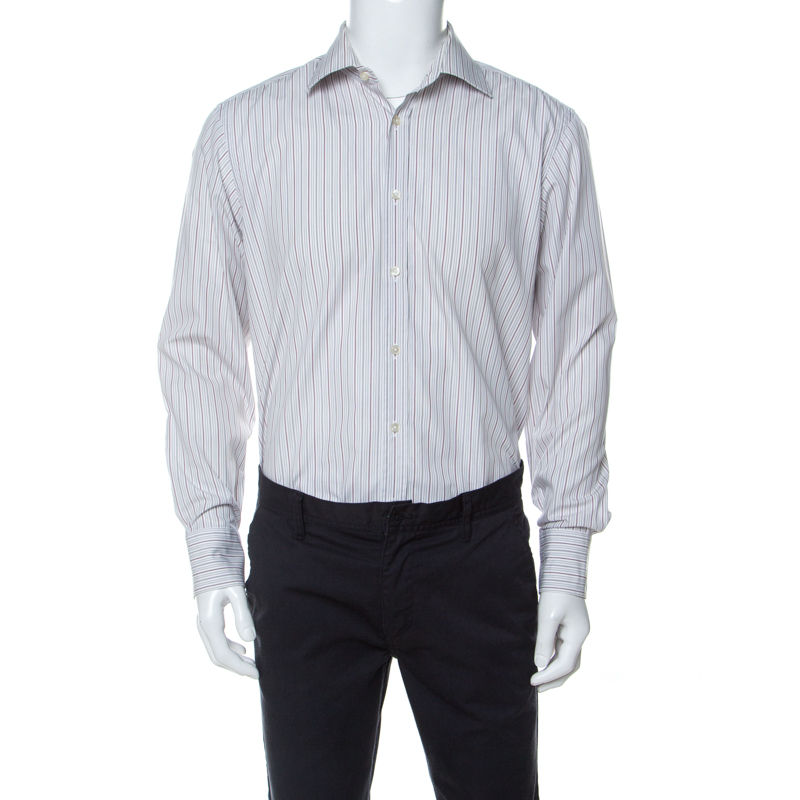 

Boss by Hugo Boss White Striped Cotton Button Front Shirt