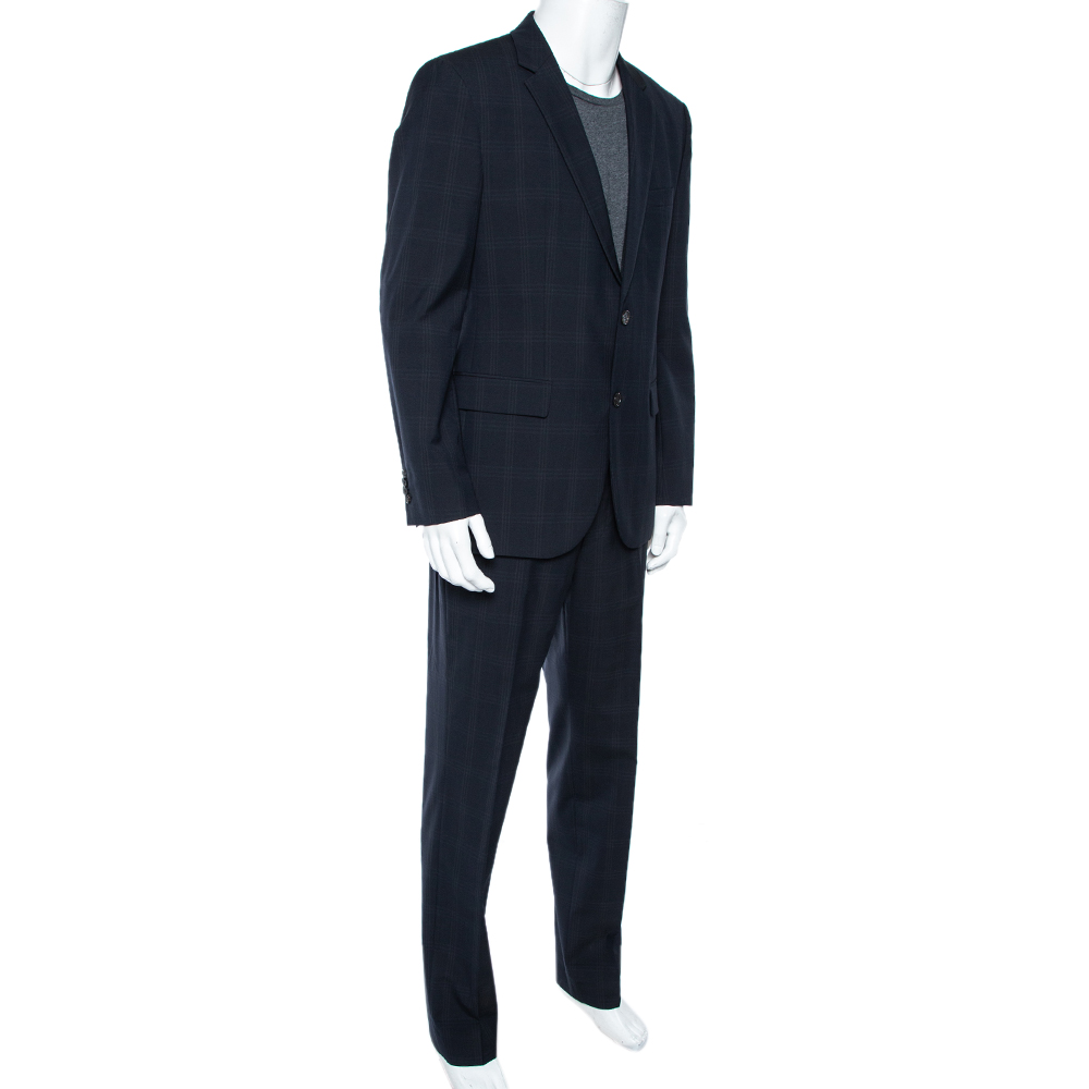 

Boss By Hugo Boss Midnight Blue Checkered Wool The Grand/Central US Outlet Suit