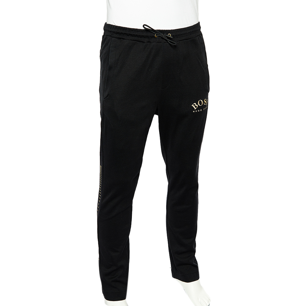 

Boss By Hugo Boss Black Logo Embroidered Cotton Jogging Trousers