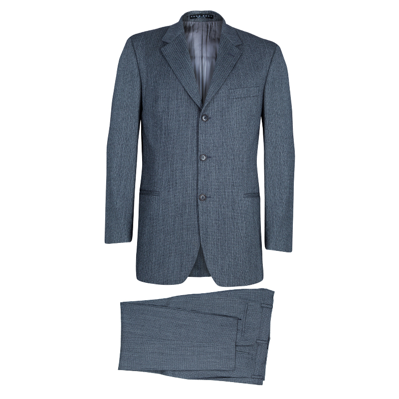 Pre Owned Boss By Hugo Boss Men's Grey Wool Striped Suit XS