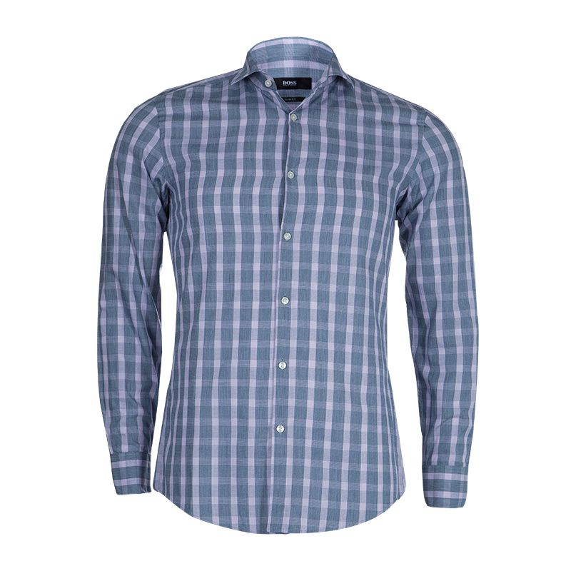 مملوكة مسبقًا قميص بوس باي هوغو بوس رصاصي كروهات مكسم مقاس S