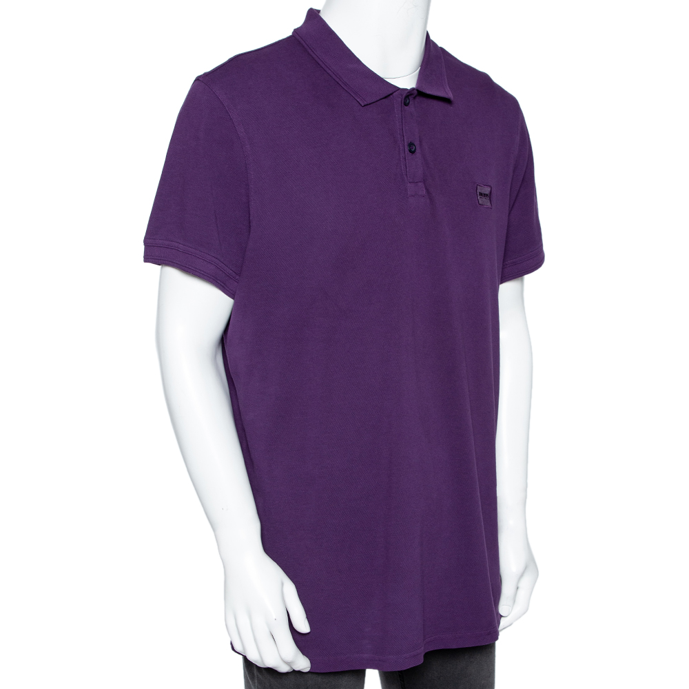 Boss By Hugo Boss Purple Cotton Pique Slim Fit Prime Polo T-Shirt 3XL