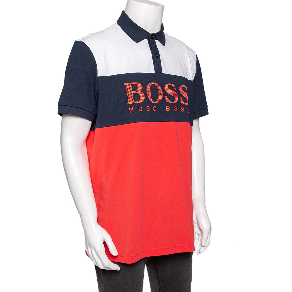 

Boss by Hugo Boss Colorblock Cotton Pique Logo Embroidered Polo T-Shirt, Multicolor
