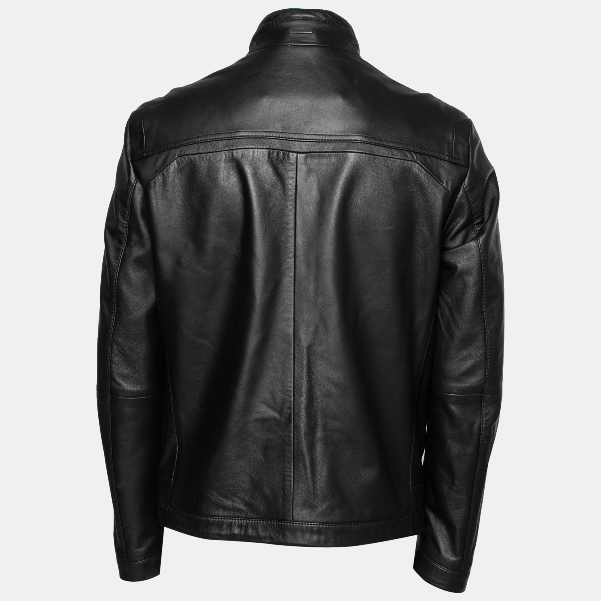 

Boss By Hugo Boss Black Leather Zip Front Nilas_1 Biker Jacket