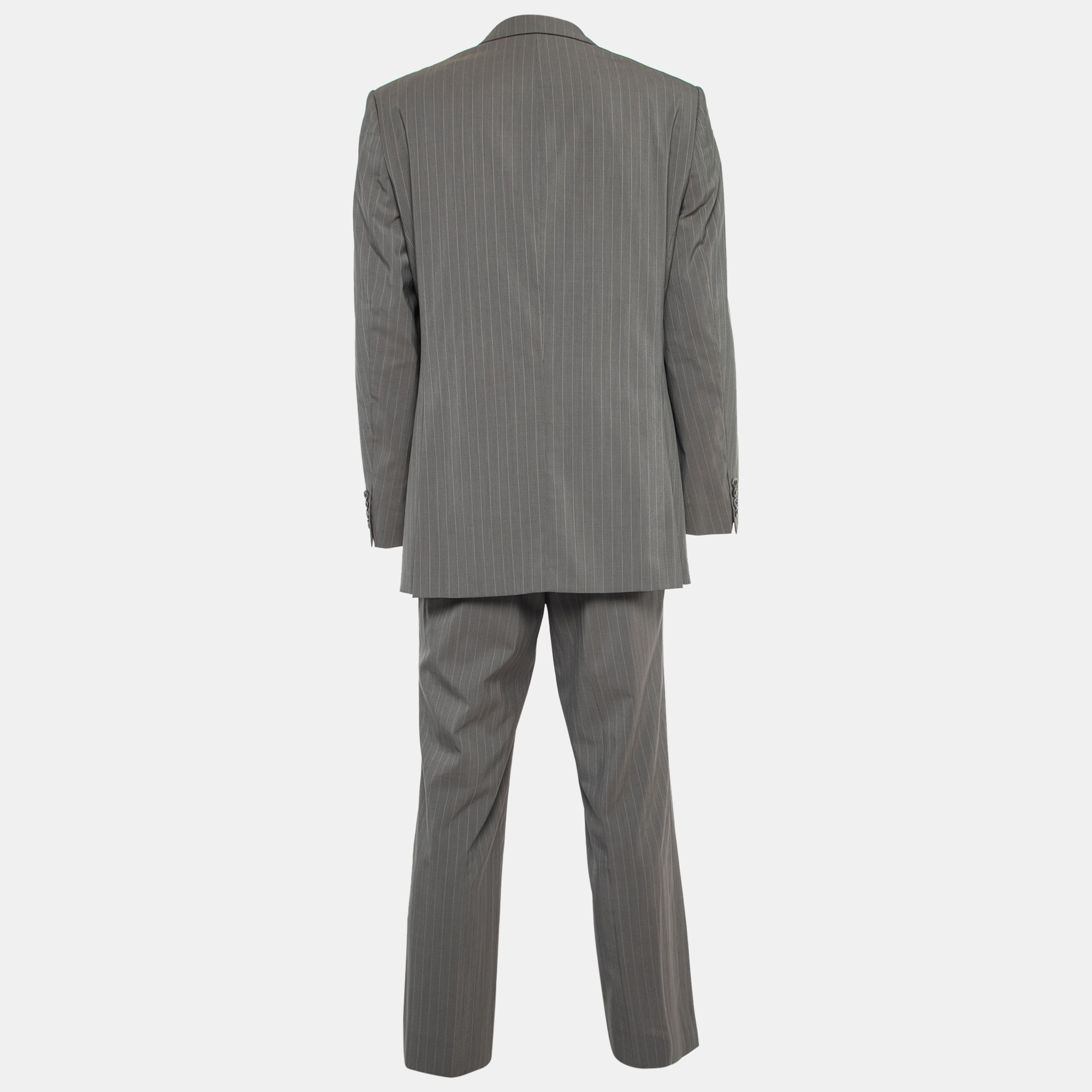 

Boss by Hugo Boss Vintage Grey Striped Wool Single-Breasted Gable/Vegas Suit