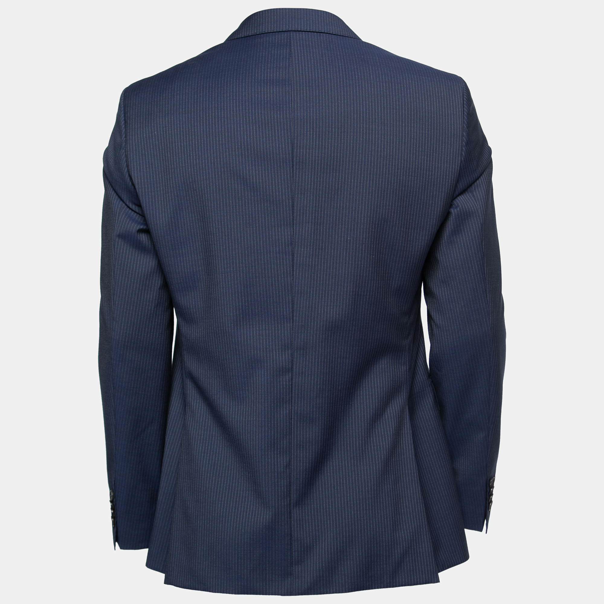 

Boss By Hugo Boss Navy Blue Pin Stripe Wool Super 100 Blazer