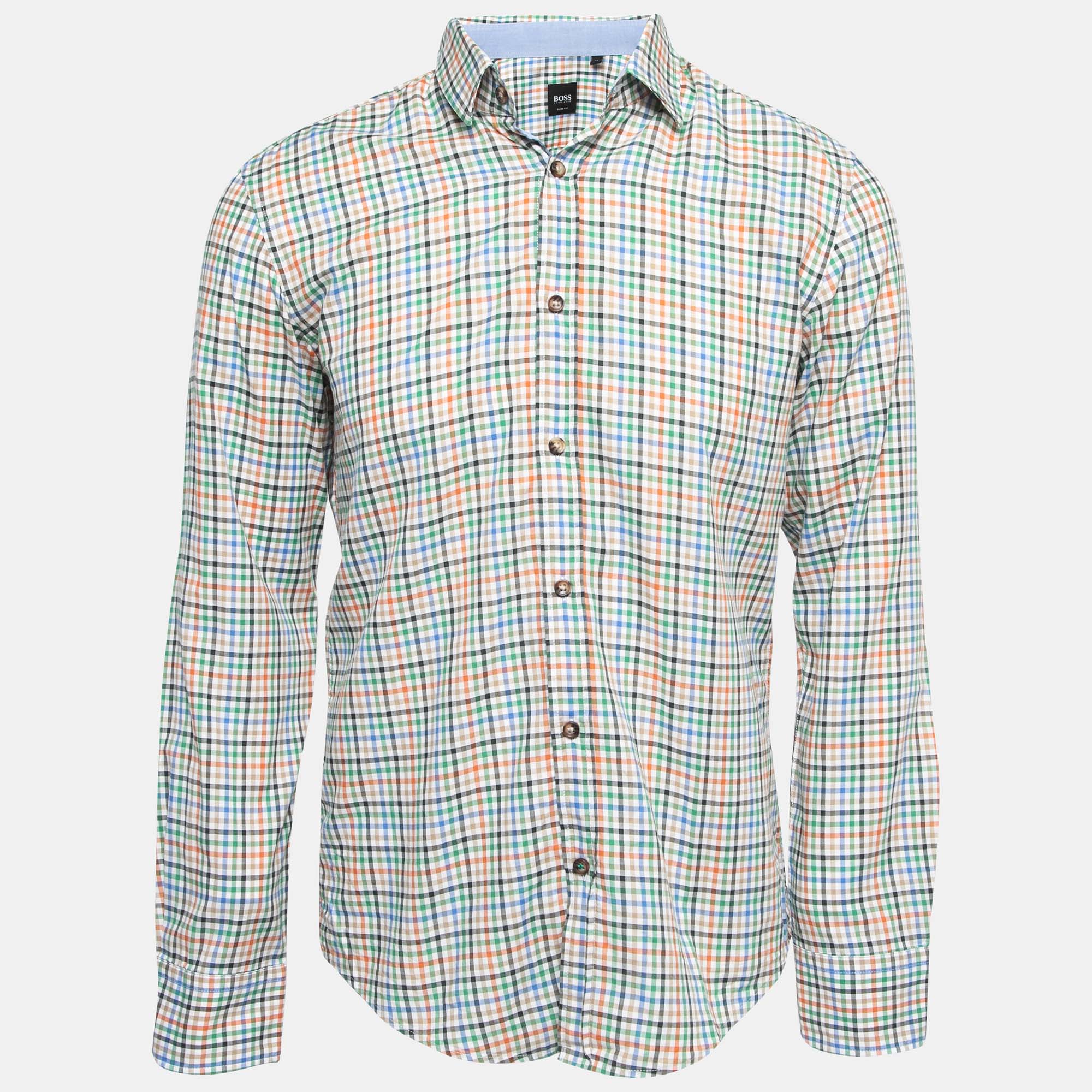 

Boss By Hugo Boss Multicolor Plaid Cotton Full Sleeve Slim Fit Shirt M