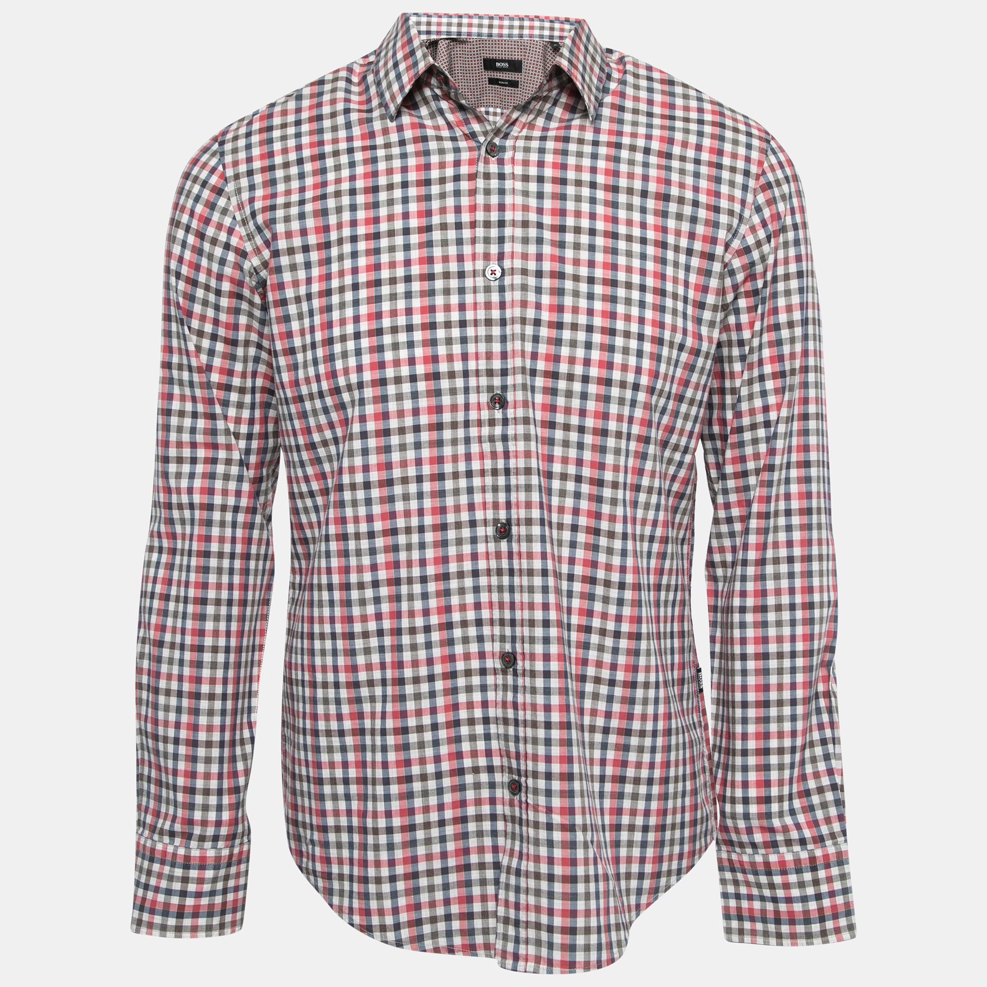 Pre-owned Boss By Hugo Boss Multicolor Plaid Cotton Full Sleeve Slim Fit Shirt M