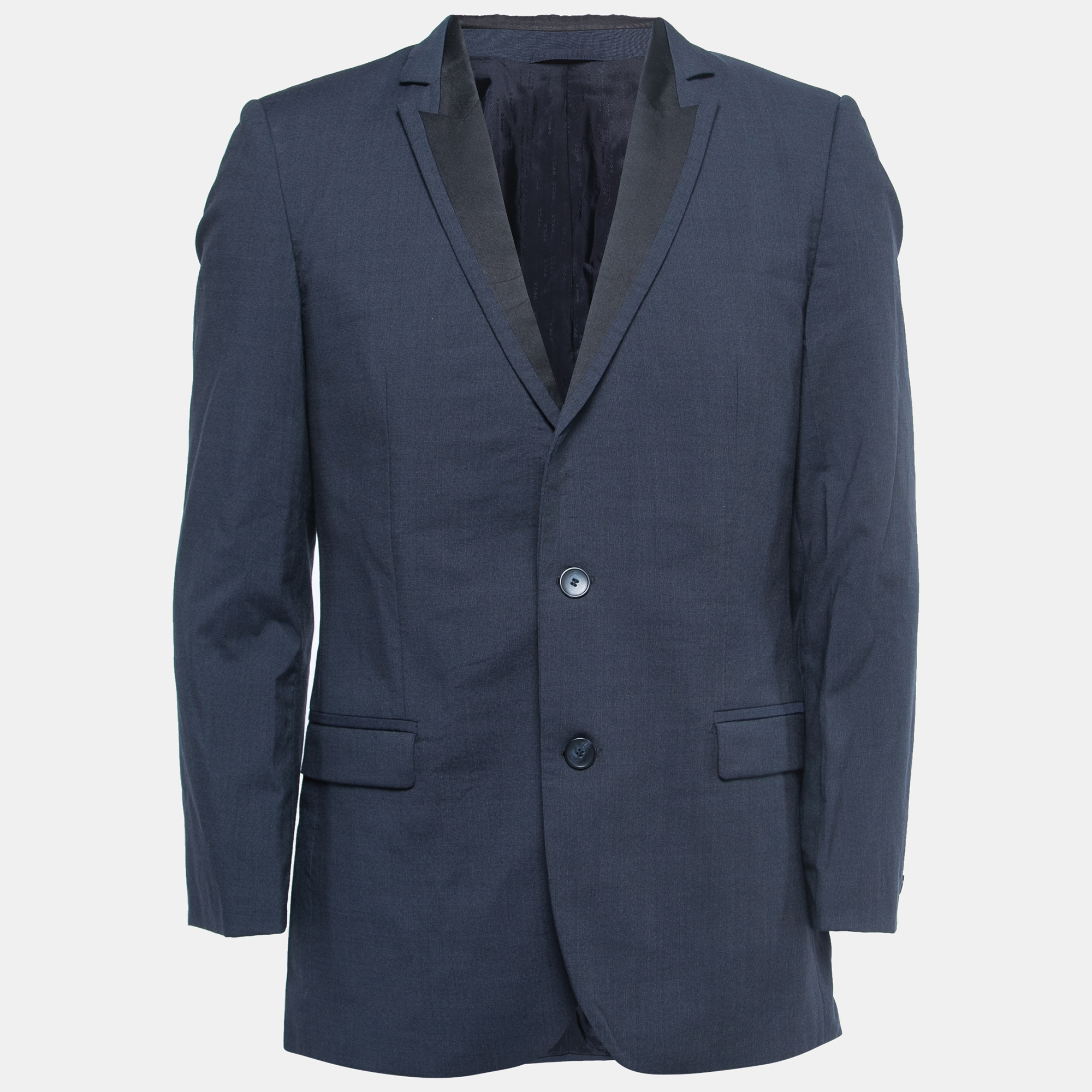 

Hugo Boss Blue Wool Contrast Lapel Trim Single Breasted Blazer