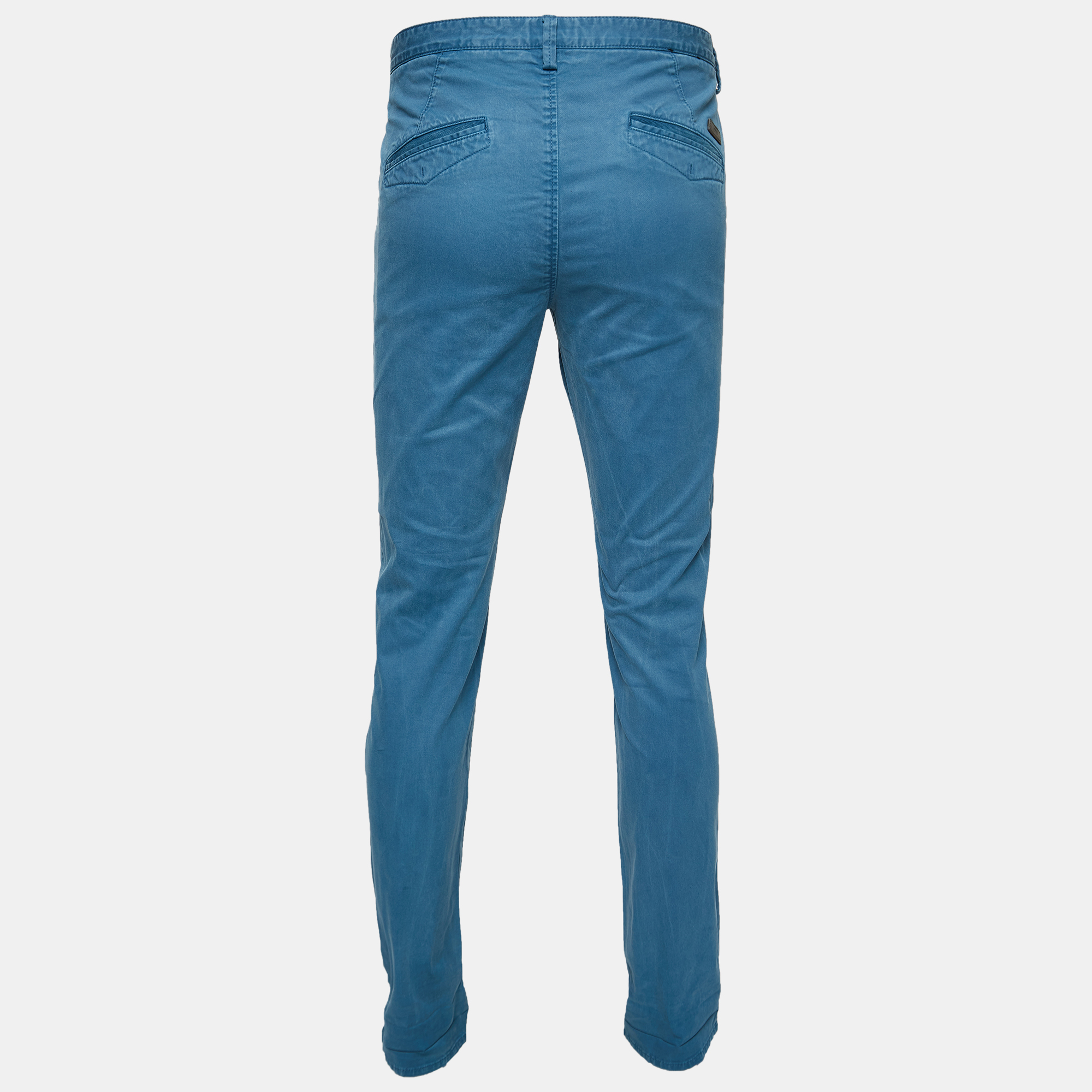 

Boss By Hugo Boss Blue Cotton Straight Leg Pants