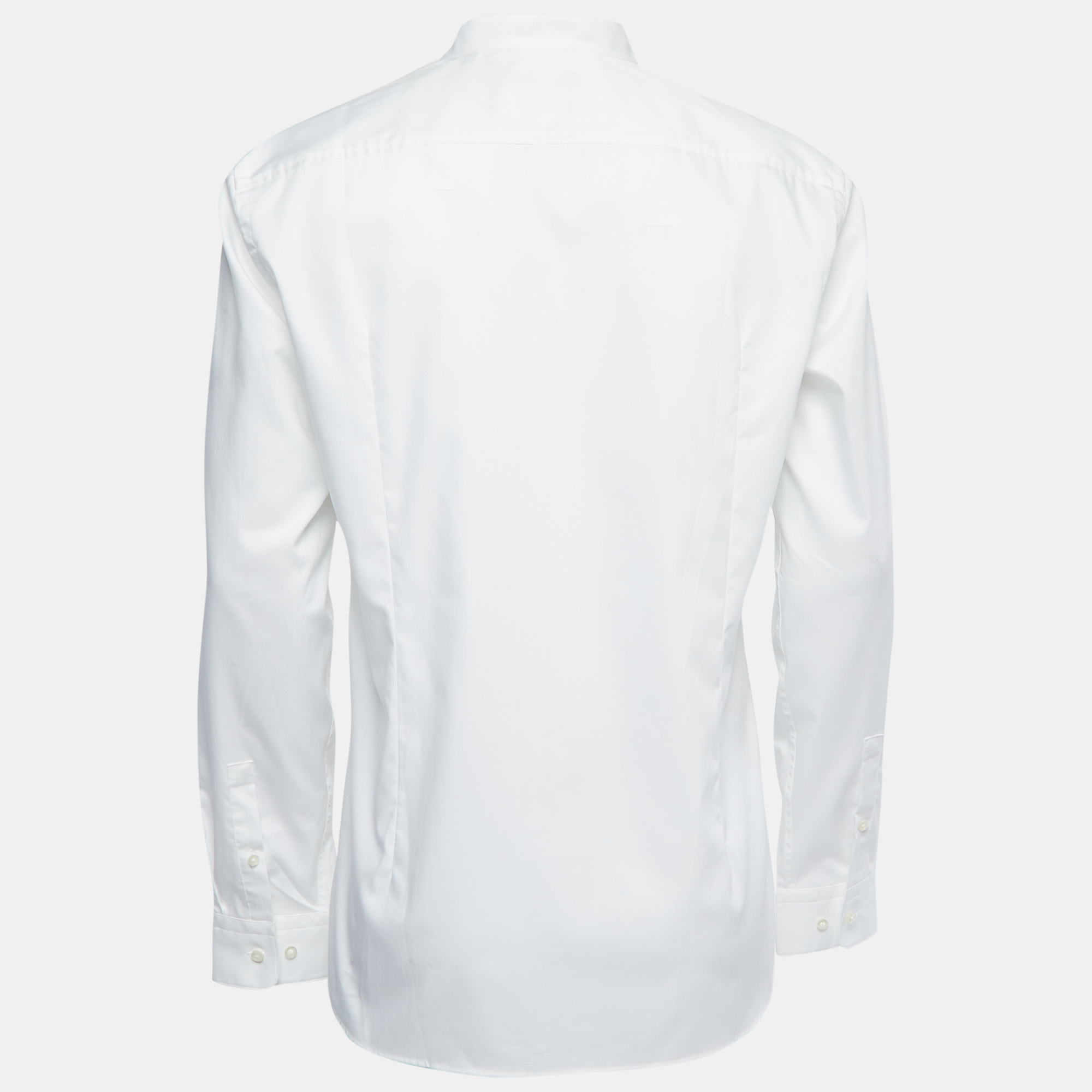 

Boss by Hugo Boss White Cotton Round Neck Slim Fit Shirt