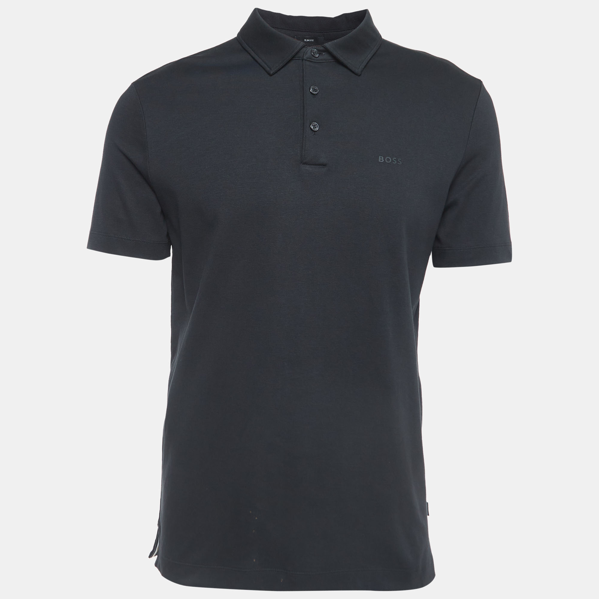 Pre-owned Boss By Hugo Boss Black Logo Detailed Cotton Polo T-shirt L