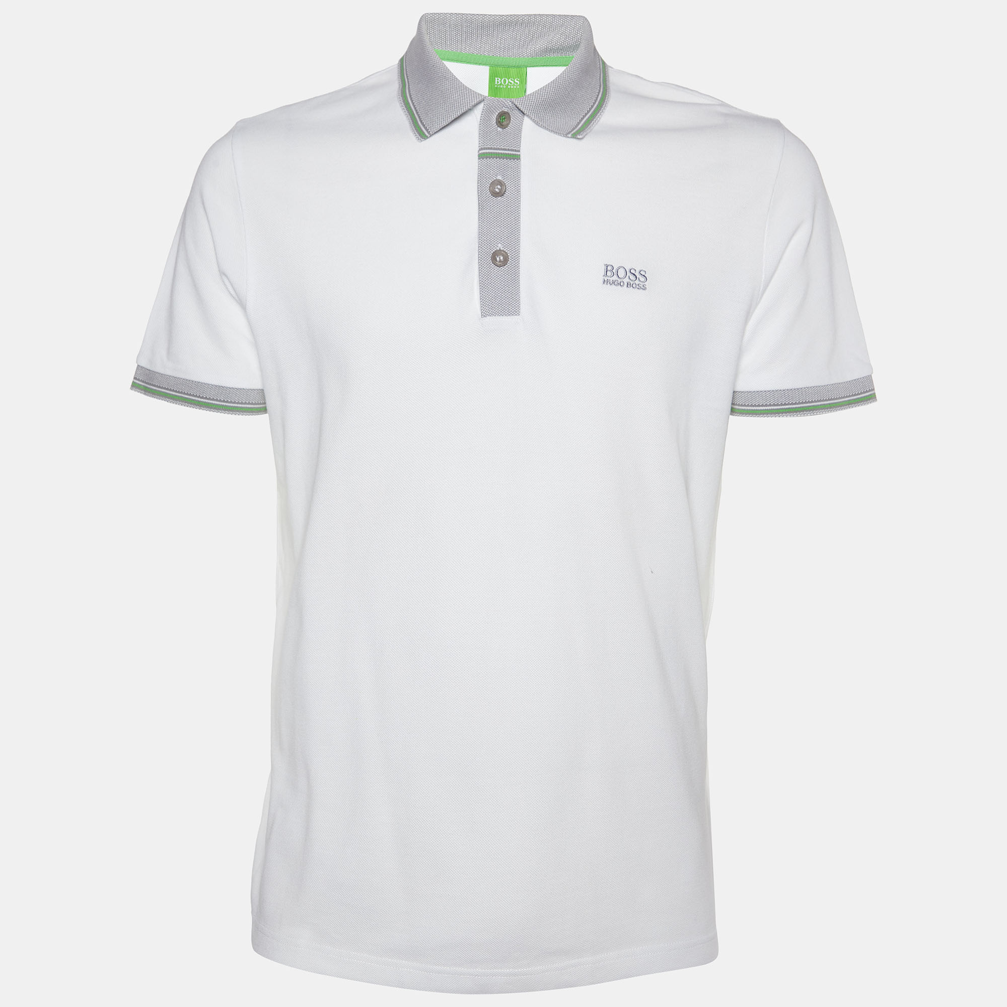 Pre-owned Boss By Hugo Boss White Cotton Pique Regular Fit Polo T-shirt M