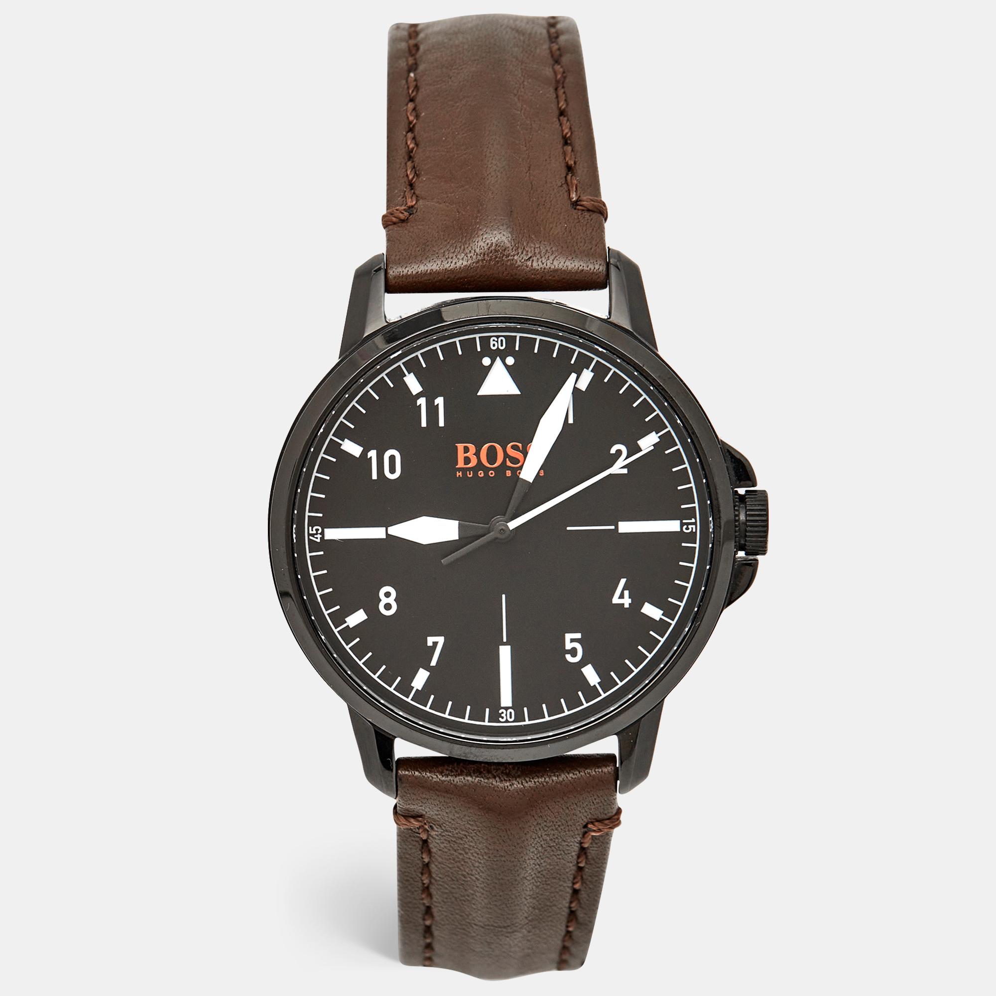 

Boss By Hugo Boss Black Ion Plated Stainless Steel Leather Orange, Brown