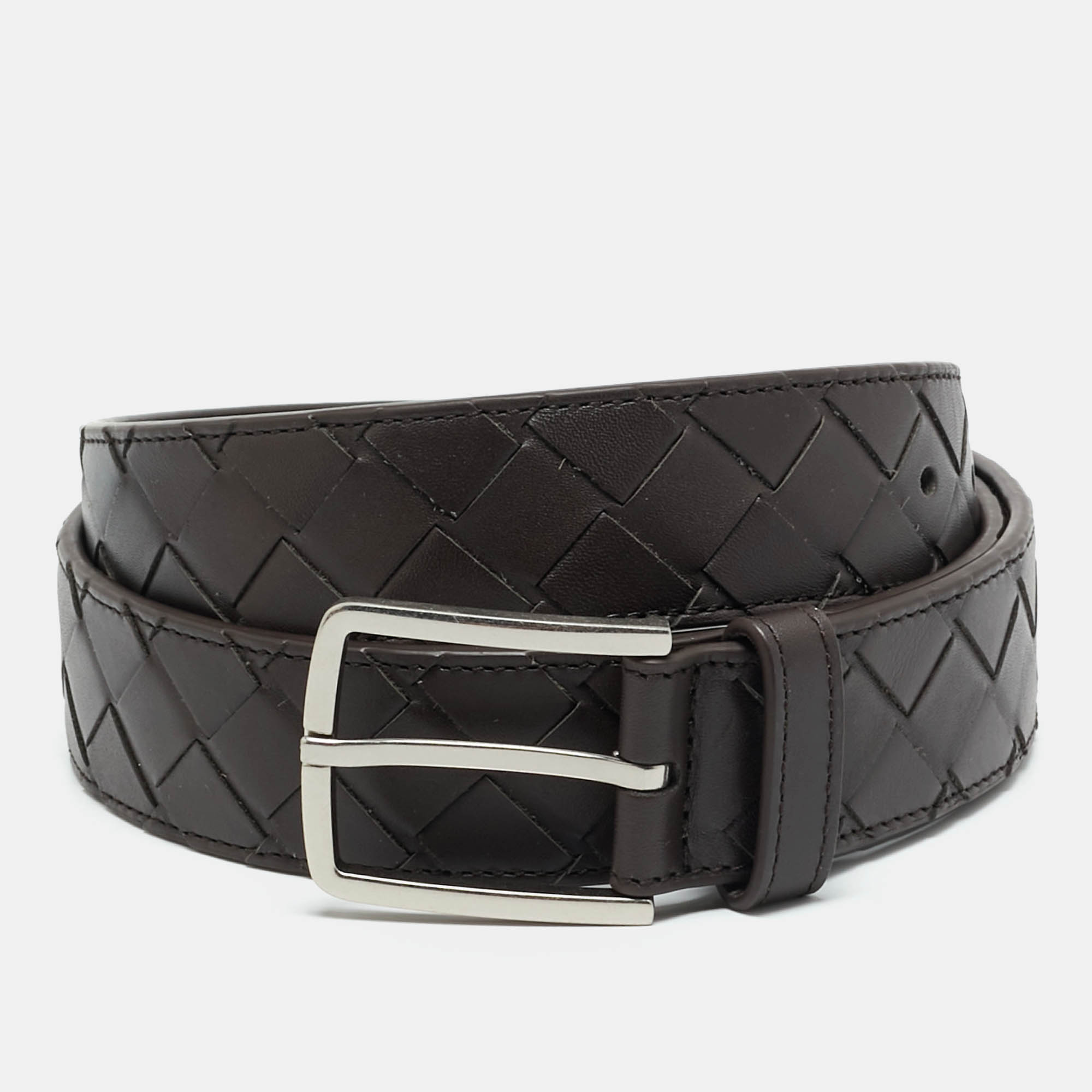 

Bottega Veneta  Buckle Belt Brown Intrecciato Leather