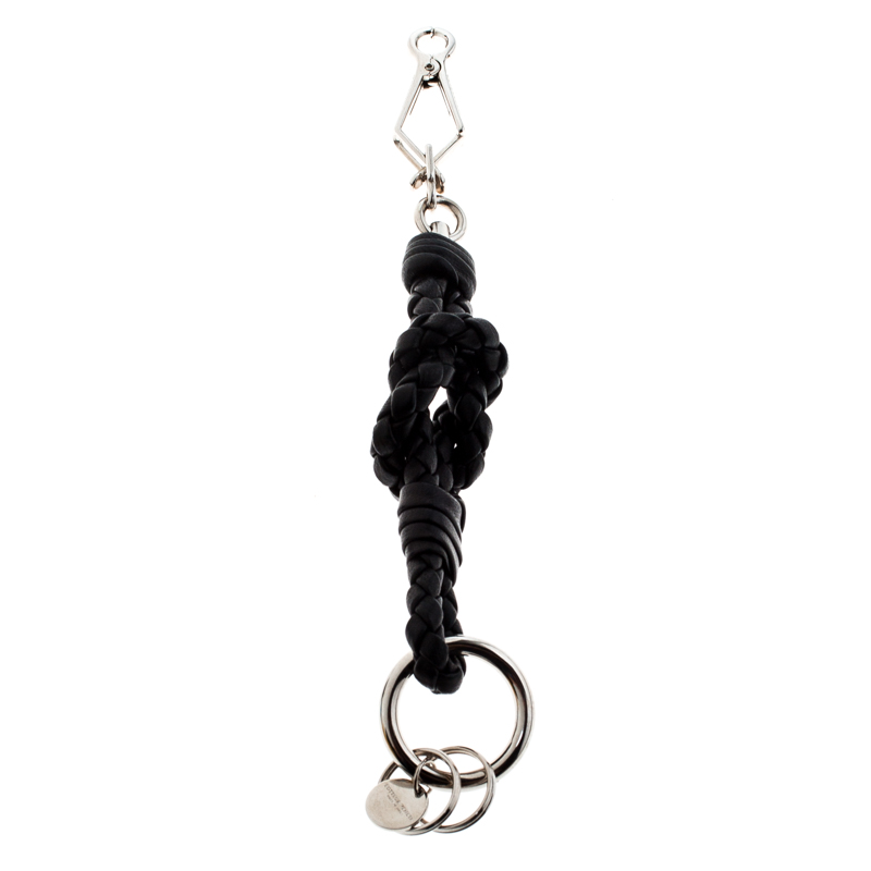 Bottega Veneta Black Intrecciato Knotted Key Ring