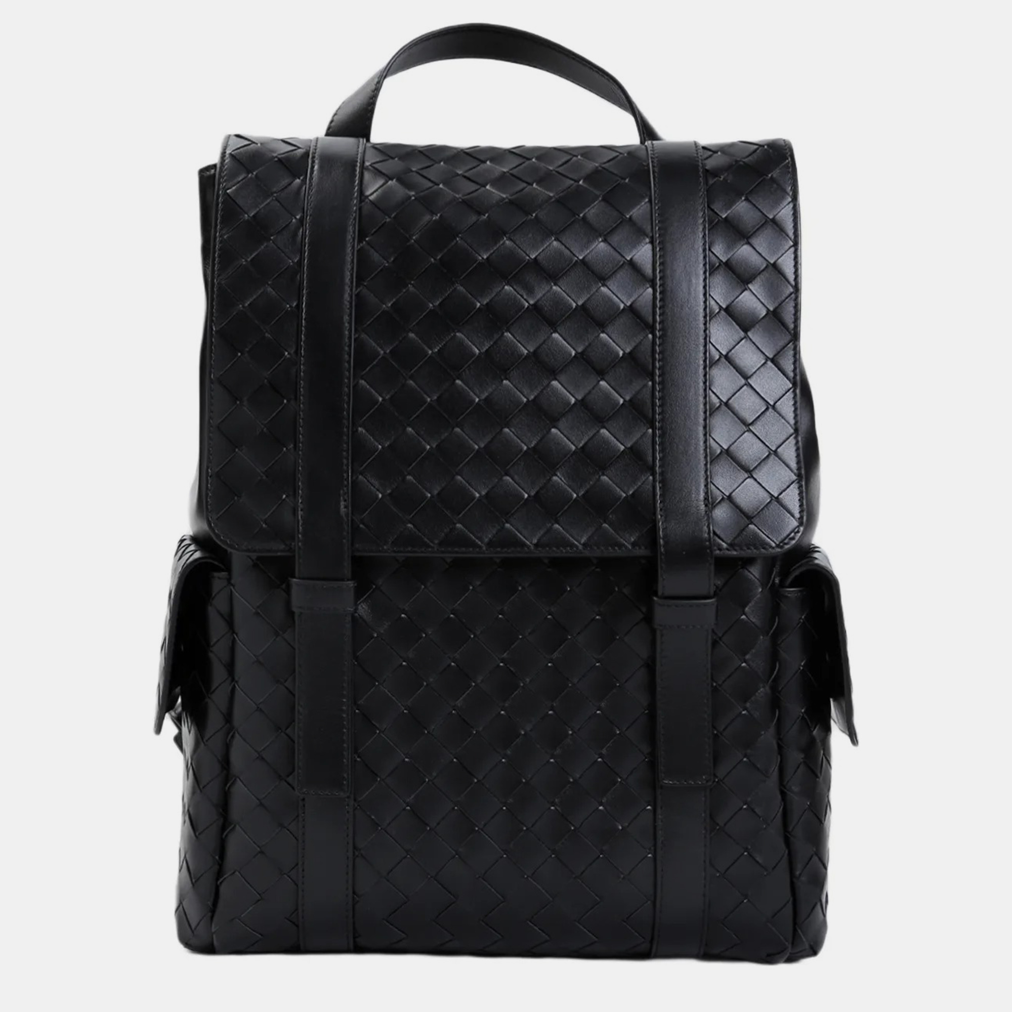 

Bottega Veneta Black Intrecciato Leather Backpack Bag