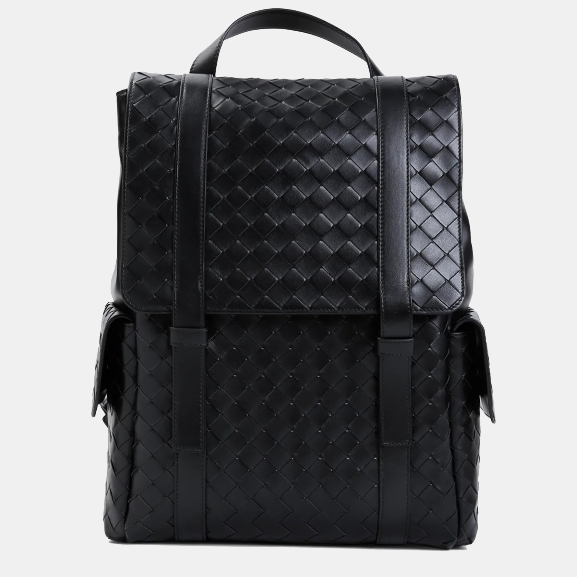 

Bottega Veneta Black Leather Intrecciato Leather Backpack