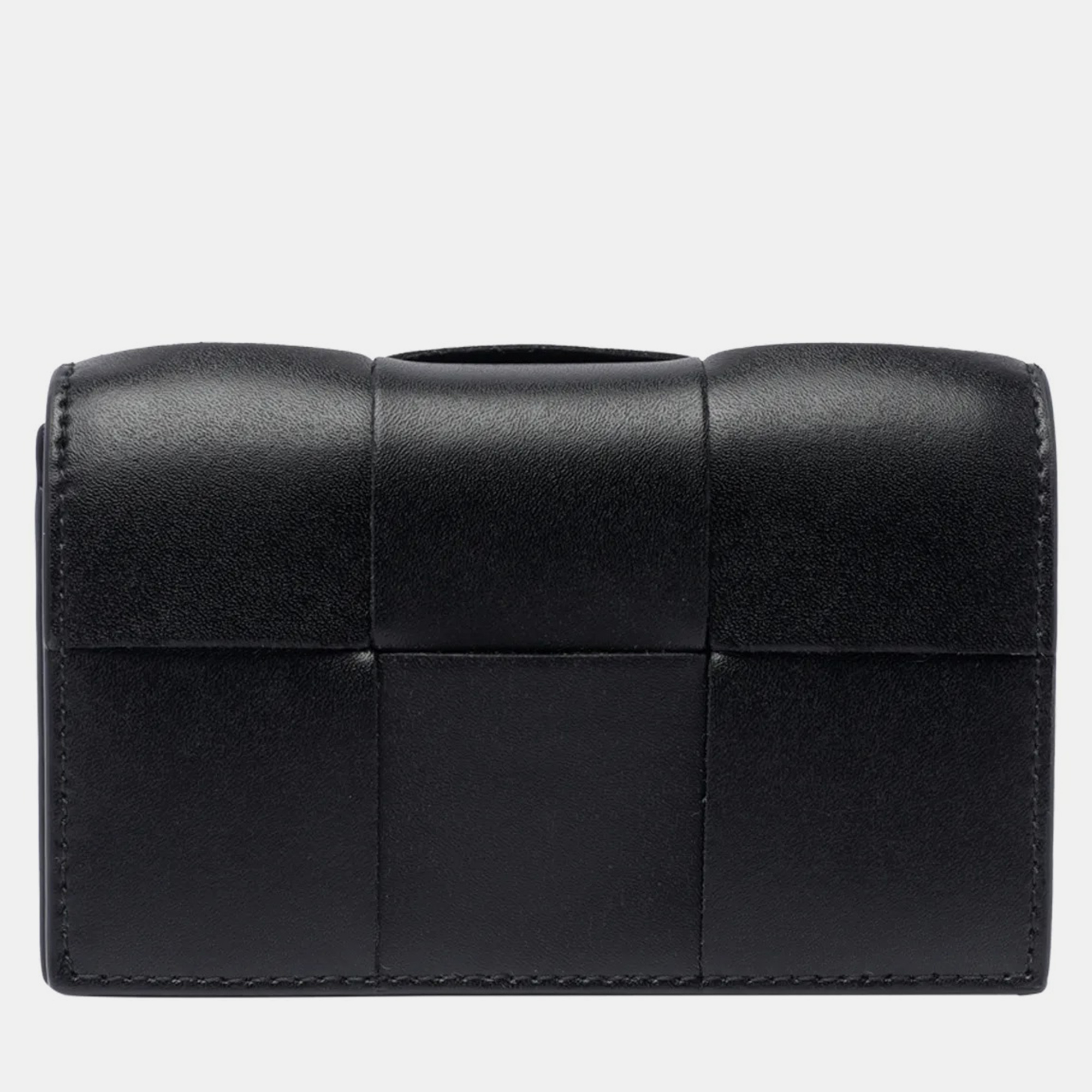 

Bottega Veneta Black Leather Zippered Card Case