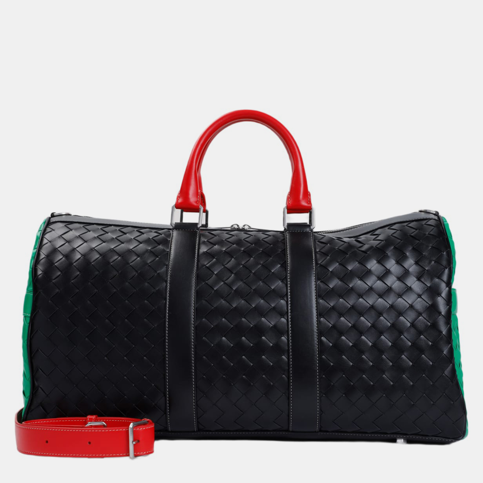 

Bottega Veneta Black Parakeet Calf Leather Colorblock Duffle Bag