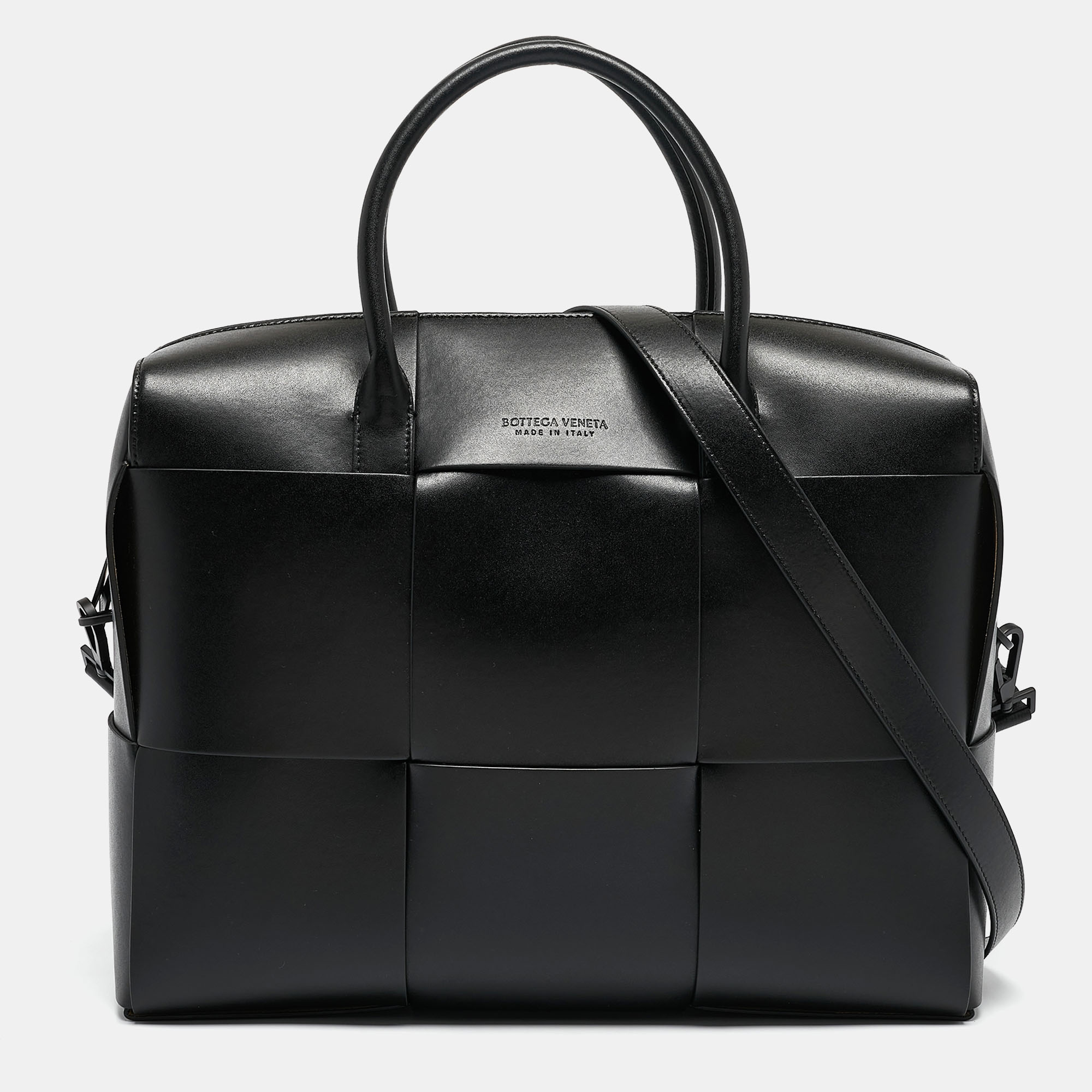 

Bottega Veneta Black Intrecciato Arco Briefcase Bag